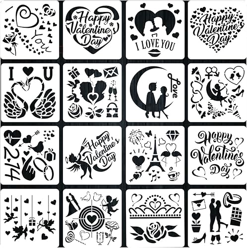 Plantillas de pintura reutilizables para el día de San Valentín, plantillas de dibujo de amor, decoración artística sobre madera, papel de pared,