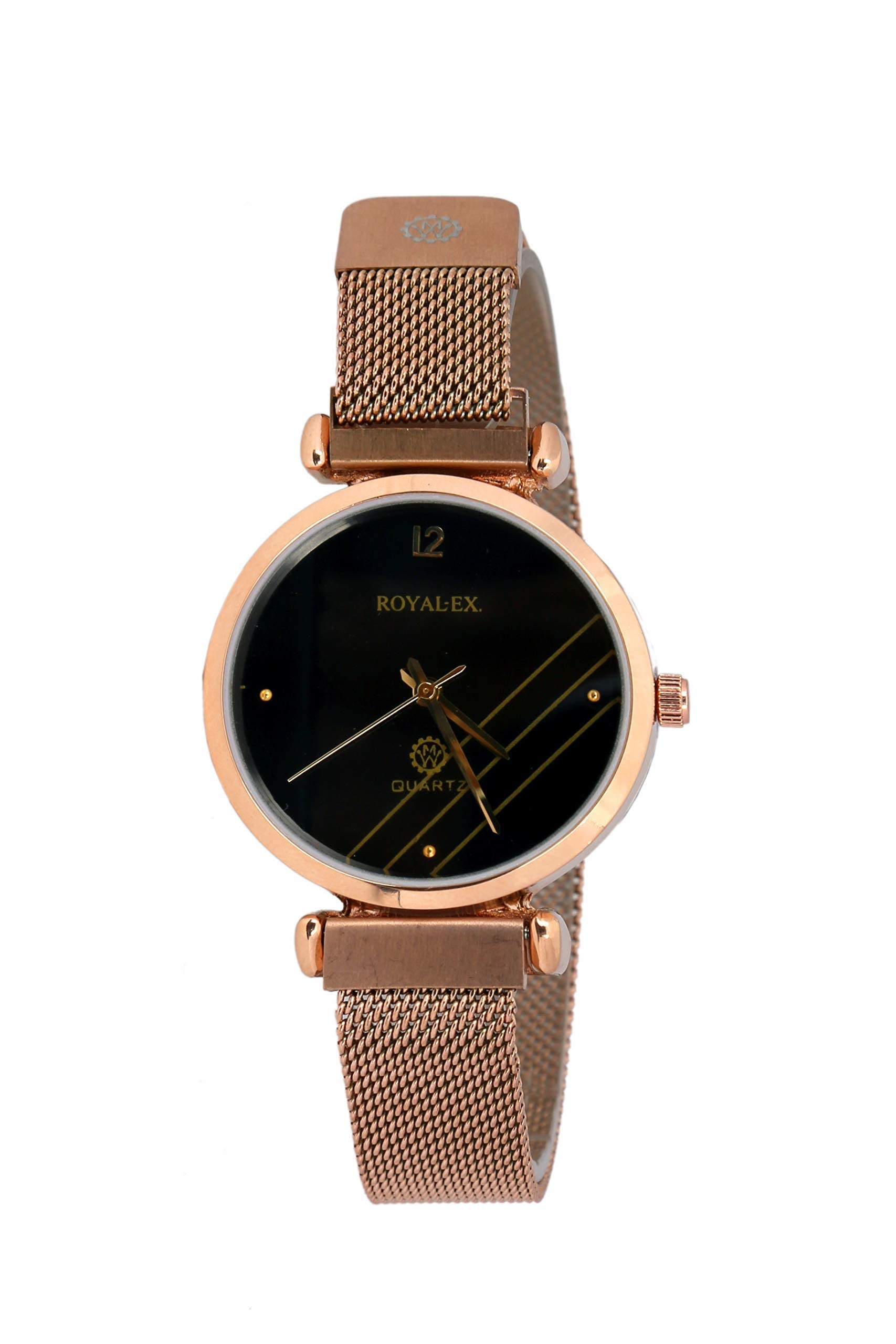 Royalex Womens Fashion Wrist Watch Slim Black Dial Rose Gold Case and Brown Magnetic Chain/Stainless Steel Mesh Strap/Quartz Analog Display Watch/Scratch and Water Resistant/Great Gift Idea at Amazing Price (B09QHV5L32) Amazon Price History, Amazon Price Tracker