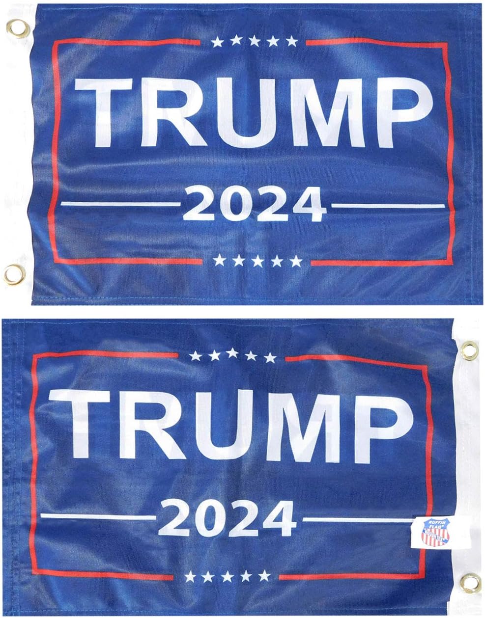 Trade Winds Trump 2024 Blue Premium Quality Heavy Duty Fade Resistant 12x18 12Inchesx18Inches Double Sided 100D Rough Tex Knit Nylon Boat Flag Banner Grommets Multi