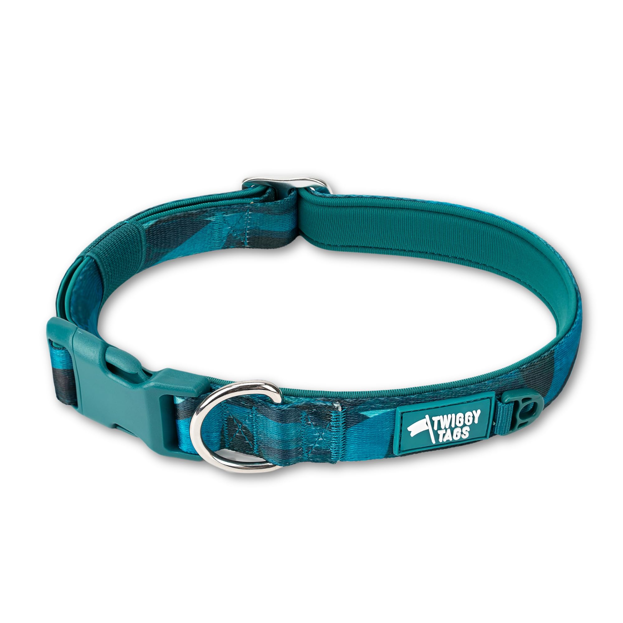Twiggy Tags Comfort Collar | Durable & Padded Dog Collar | Quick Release Buckle | Suitable For All Dog Breeds (Lagoon Teal Blue, XL)