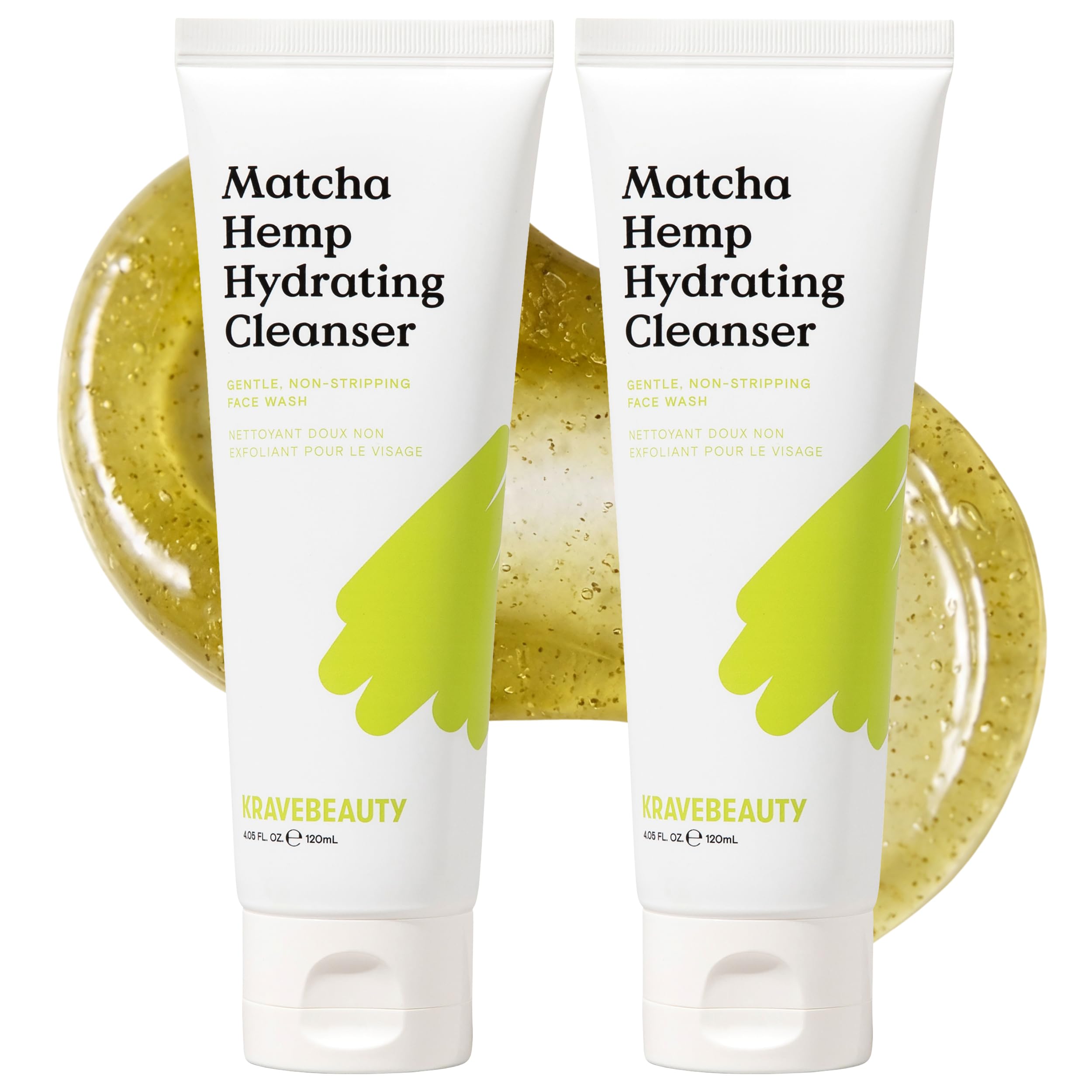 "KraveBeauty DUO Hanf-Feuchtigkeitsreiniger Matcha Täglicher Gesichtsreiniger, der die Haut nicht austrocknet, stärkt die Hautbarriere, angereichert mit Hanfsamenöl, hautverträglich