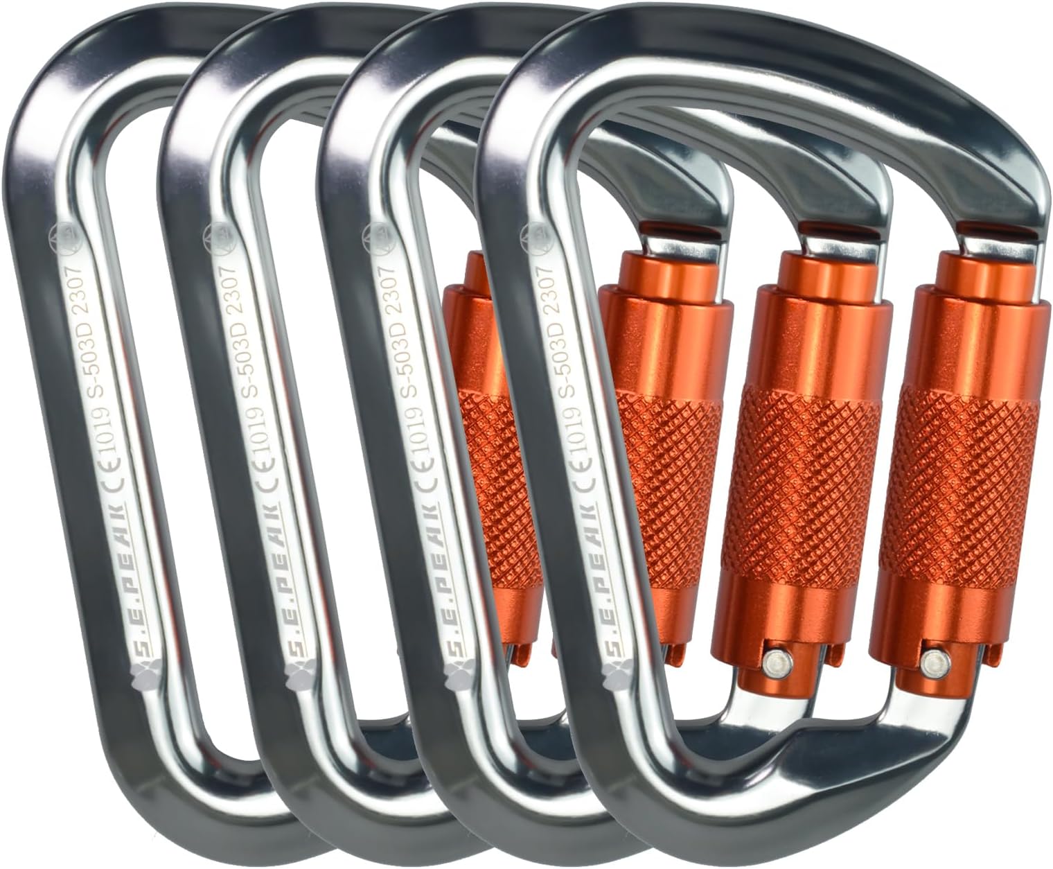 SEPEAK UIAA 30kN Climbing Carabiner Clips, Professional Heavy Duty Twist Locking Carabiners for Climbing,Mountaineering, Rappelling, Camping, Hiking, Swings, Large D Ring Hooks