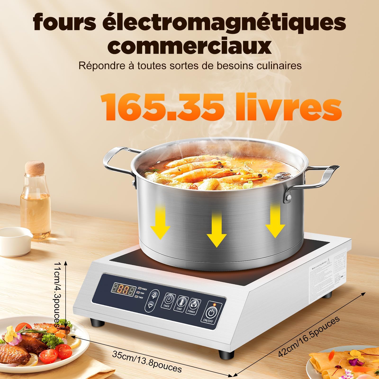 Plaque induction portable 3500W, plaque induction 1 feu 11 niveaux | Chauffage puissant et réglable pour une cuisson rapide, adaptée aux repas quotidiens comme aux cuisines à forte utilisation.