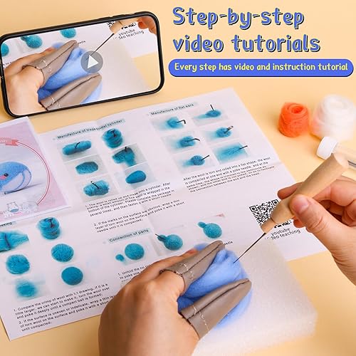 Miniatura 3 de LOKUNN Kit de inicio de fieltro de aguja, kit de fieltro de aguja de animal, herramientas completas de fieltro de aguja, kit de fieltro de aguja