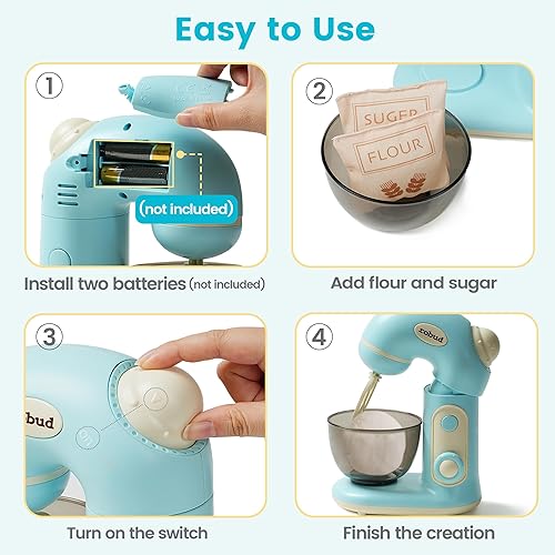 Miniatura 7 de ROBUD Juego de juguetes de cocina, licuadora de juguete y exprimidor de juguete, juego de electrodomésticos de cocina con accesorios, luz y sonido