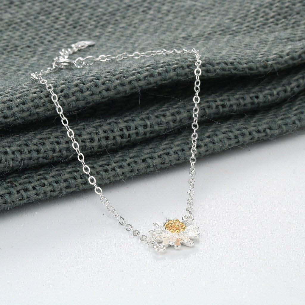 QIANDI Daisy Pendant Chain Bracelet Women Girls Bijoux 925 Sterling Silver Couple Bracelet - Image 4