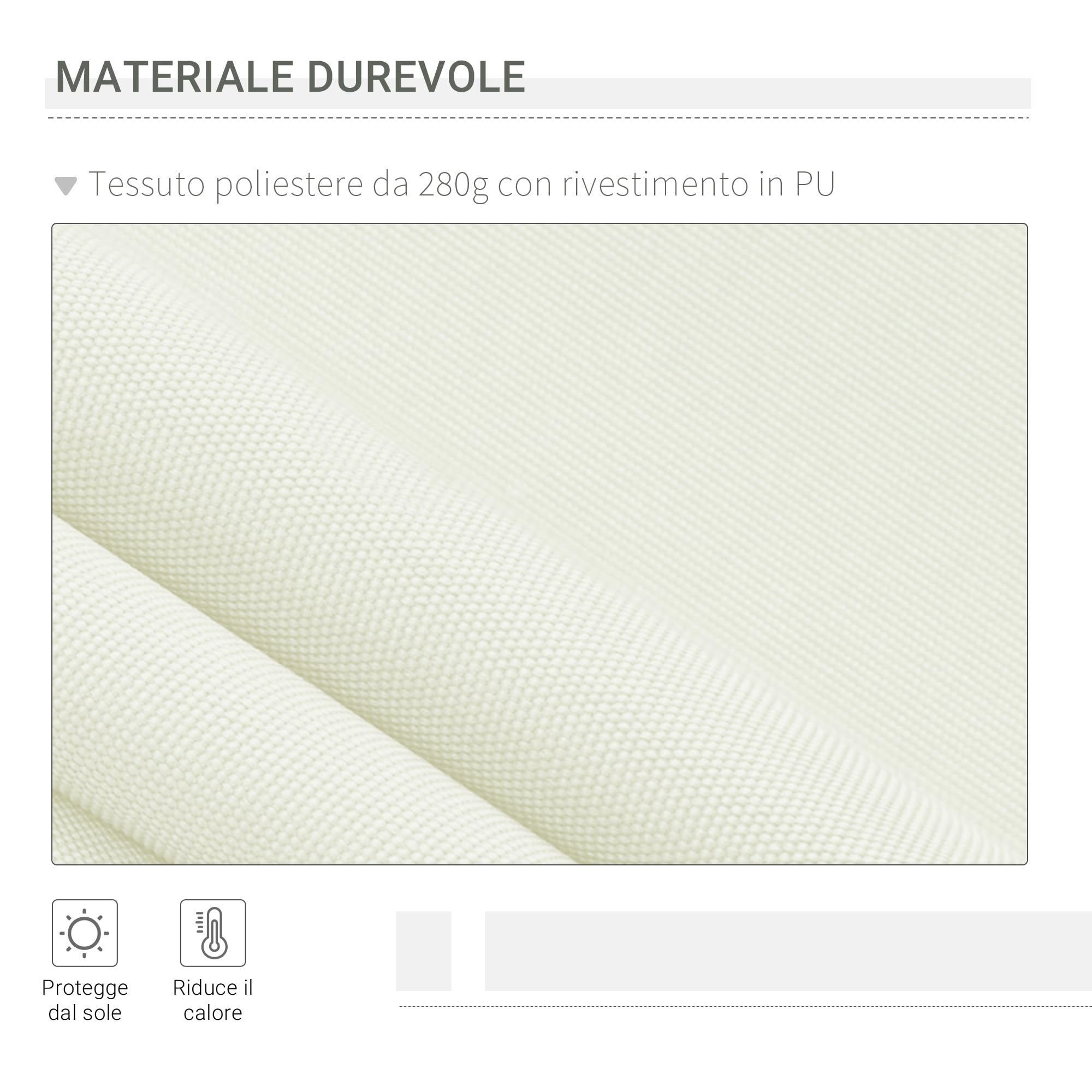 Outsunny Tenda da Sole Avvolgibile a Caduta Manuale 295x245cm Bianco Alluminio Poliestere Anti-UV