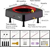 Vista 6 de 48 Needles Knitting Machine, Hand Crank Knitting Loom Machines for Adults, Knitting Board Rotating Double Knit Machine Kit (No Electric Function)
