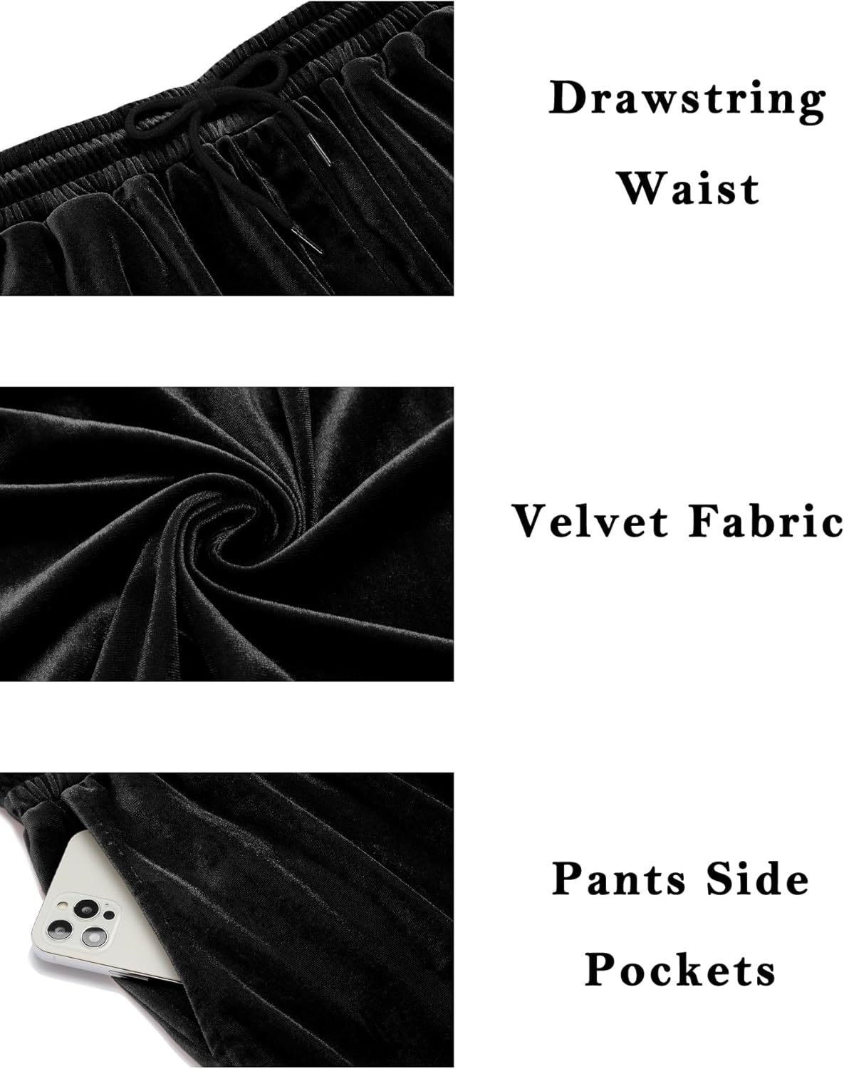 LecGee Men's 2 Piece Velvet Tracksuit Full Zip Turtleneck Hooded Jacket and Casual Jogger Pants Matching Velour Sweatsuit Set - Image 5