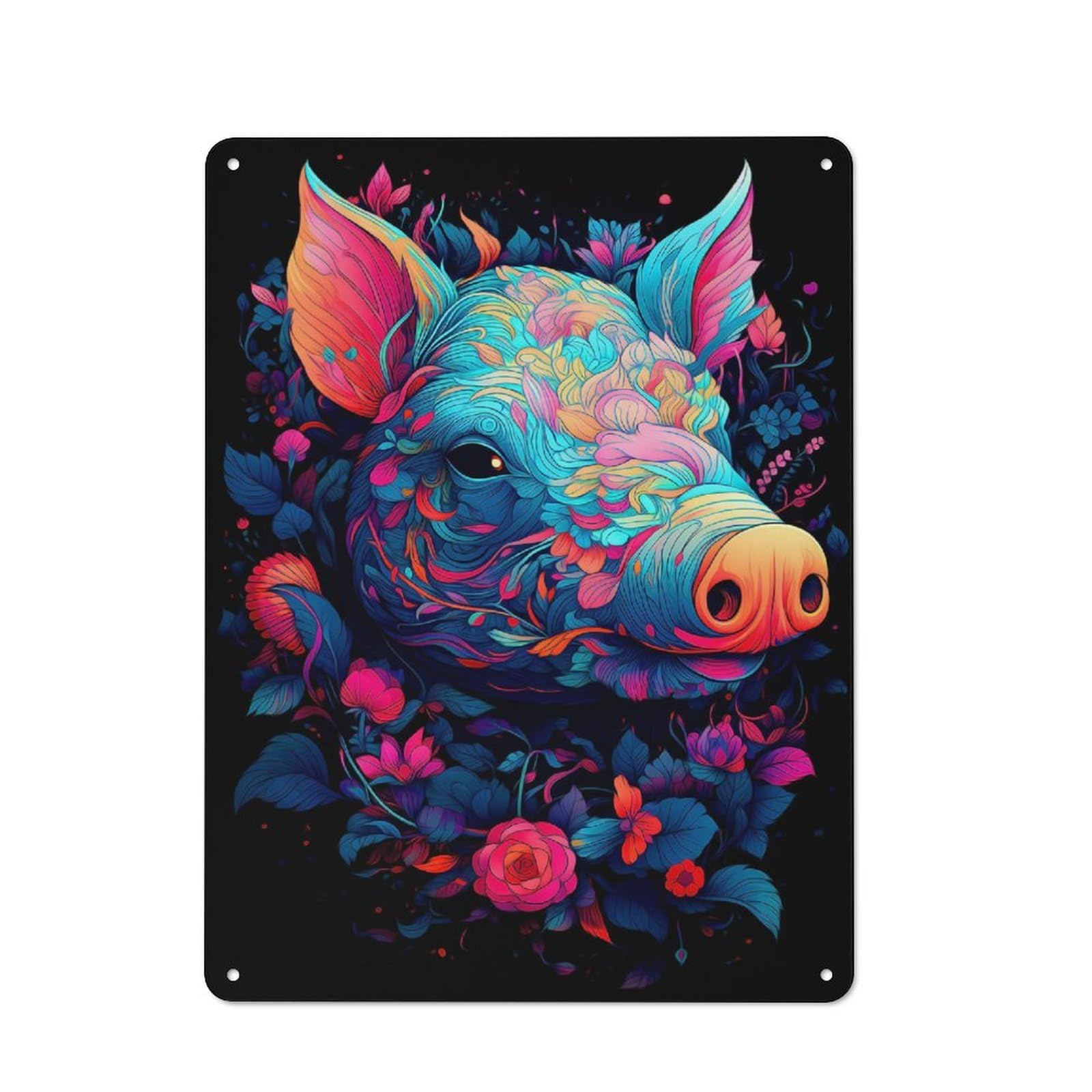 Junmoney Pig Metal Wall Sign 40X30cm Featuring For Café Or Restaurant, For Vintage Wall Decor Fans, For Metal Sign Collectors
