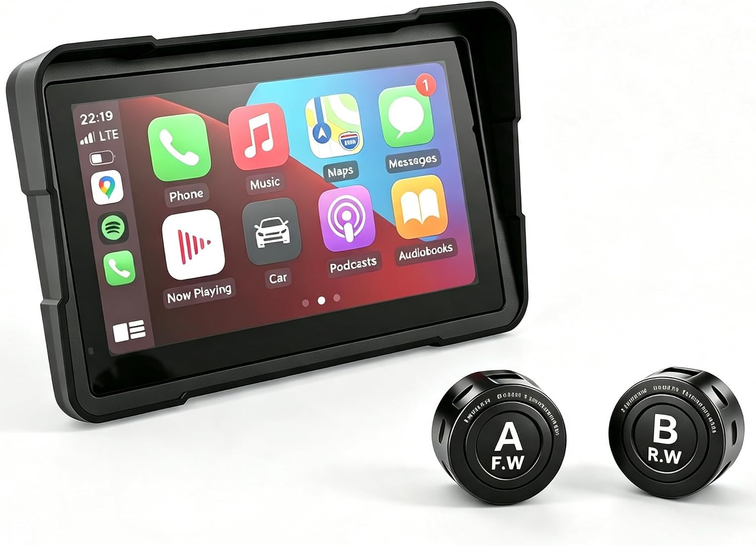 YZW 7 Inch Motorcycle Carplay with GPS Tracker, Android Auto, TPMS, USB