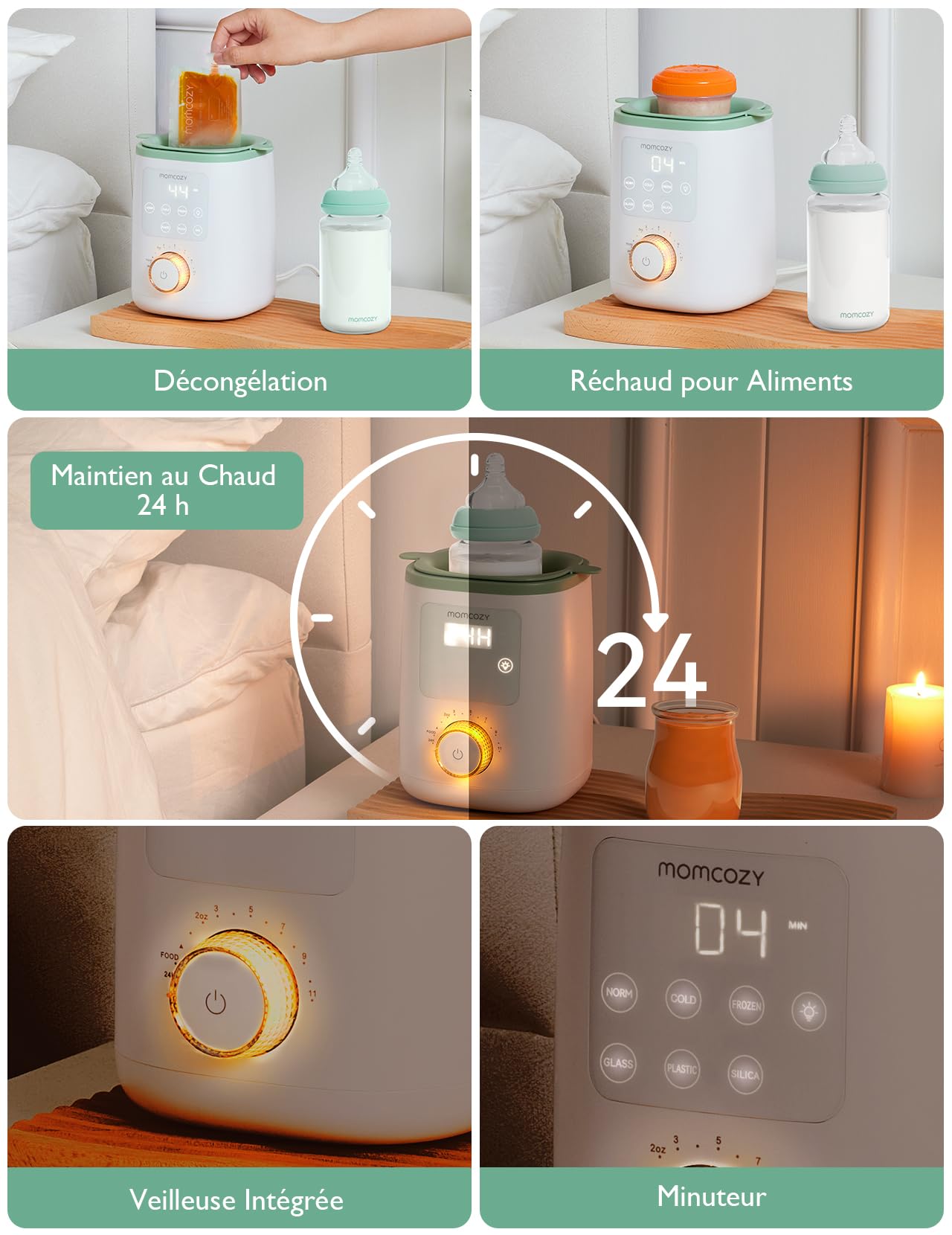 Momcozy Nutri Chauffe-Biberon, Compatible avec Tous les Biberons et le Lait Infantile