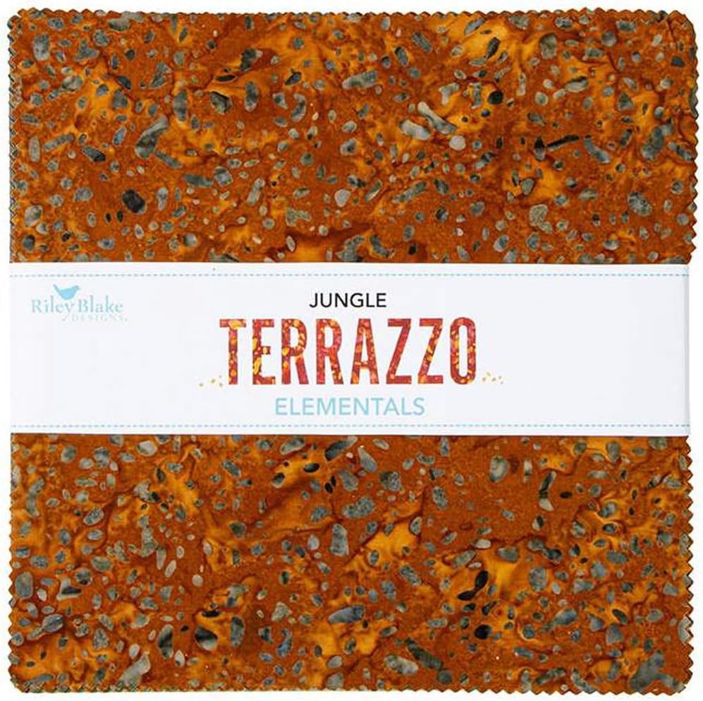 Expressions Batiks Terrazzo Elementals Jungle 42 10-inch Squares Layer Cake Riley Blake 10-21801C-42