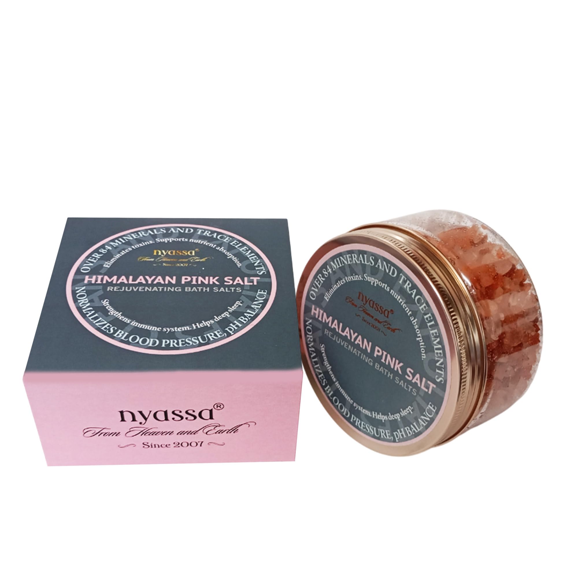 NYASSA Himalayan Pink Bath Salt Crystal - 220g | Pink salt and epsom salt for Body Spa, Relaxation, Pain Relief and Skin Detox | 100% Vegan and Paraben Free-image-40