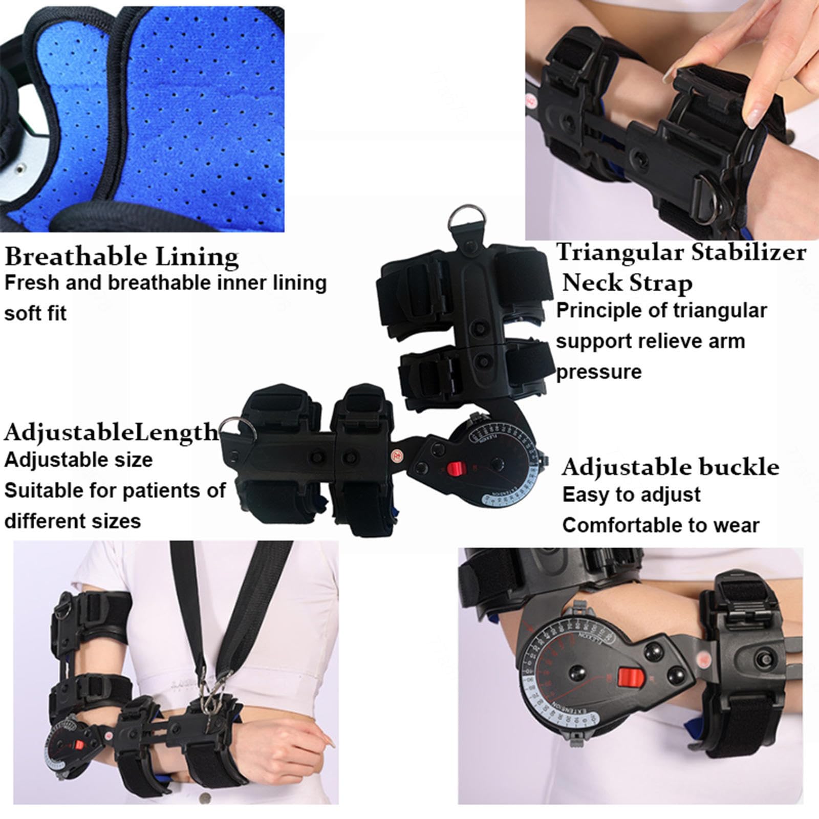 soporte para el brazo, Férula de codo ajustable unisex, inmovilizador, soporte postoperatorio, recuperación lesiones en el brazo, fijación fractura izquierdo(Right)