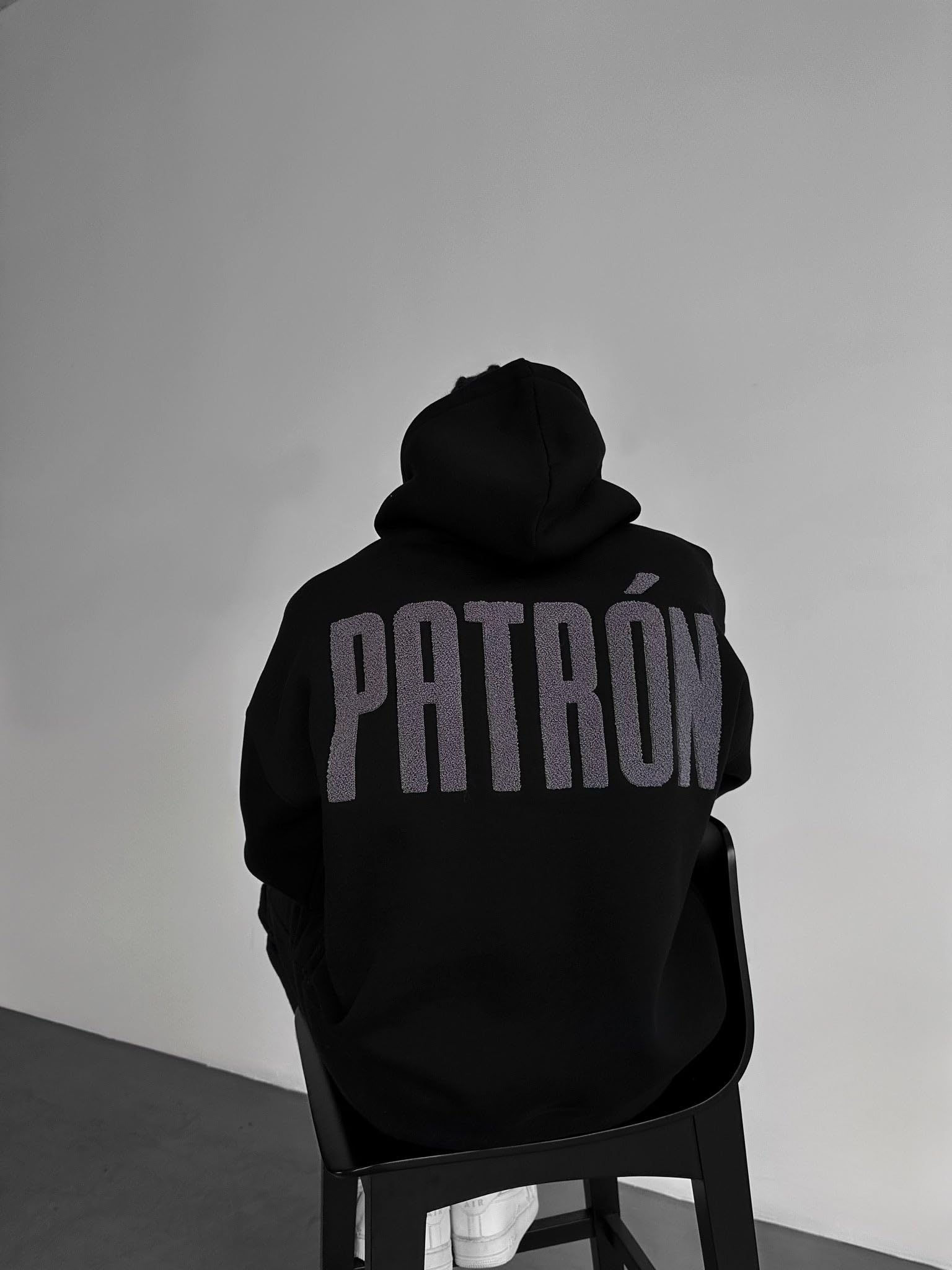 Oversize Detailed Patron Hoodie - Black and Anthracite