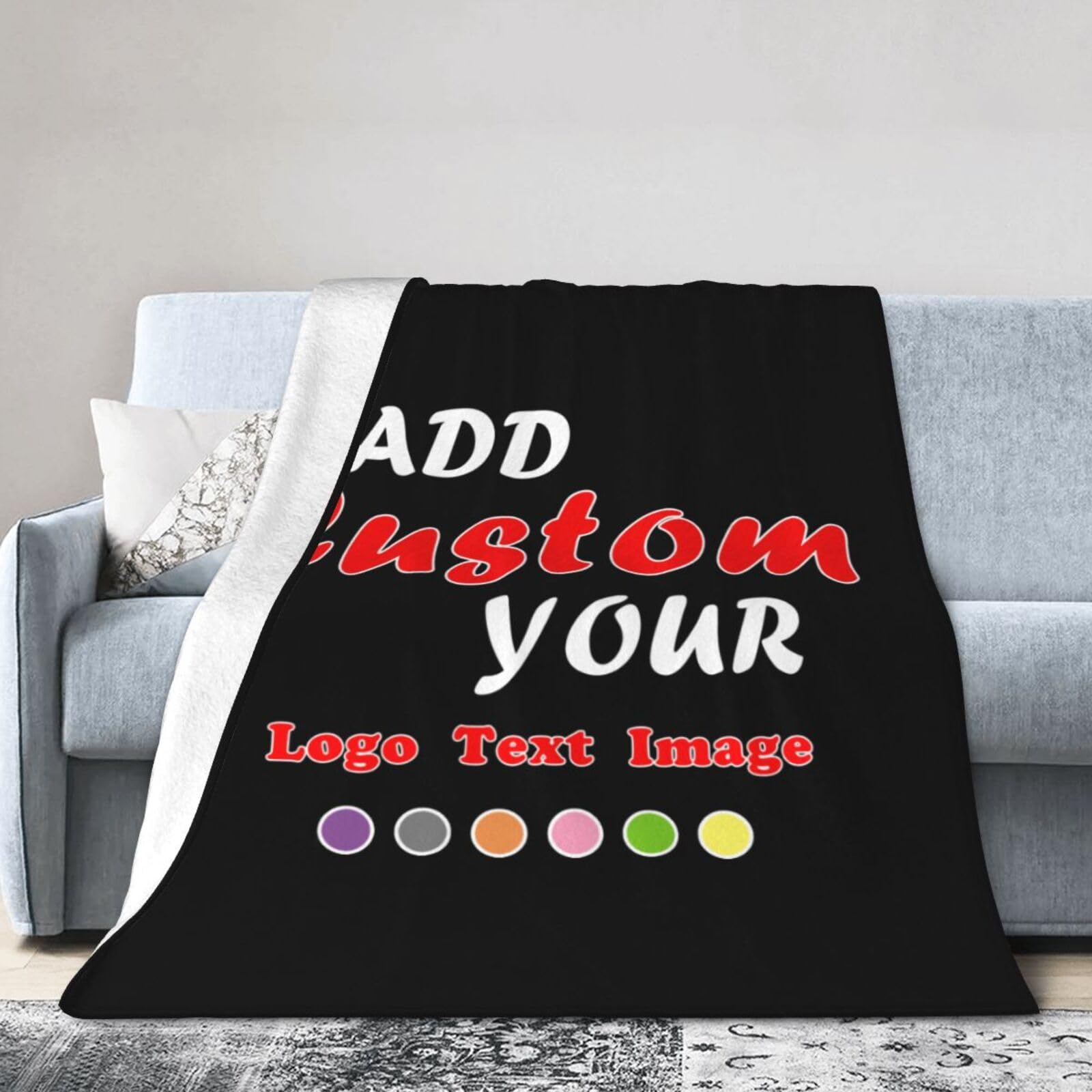 Custom Ultra-Soft Blanket Design Collage Photo Throw Blanket with Name Text Personalized Customized Picture Blanket (80" x 60")
