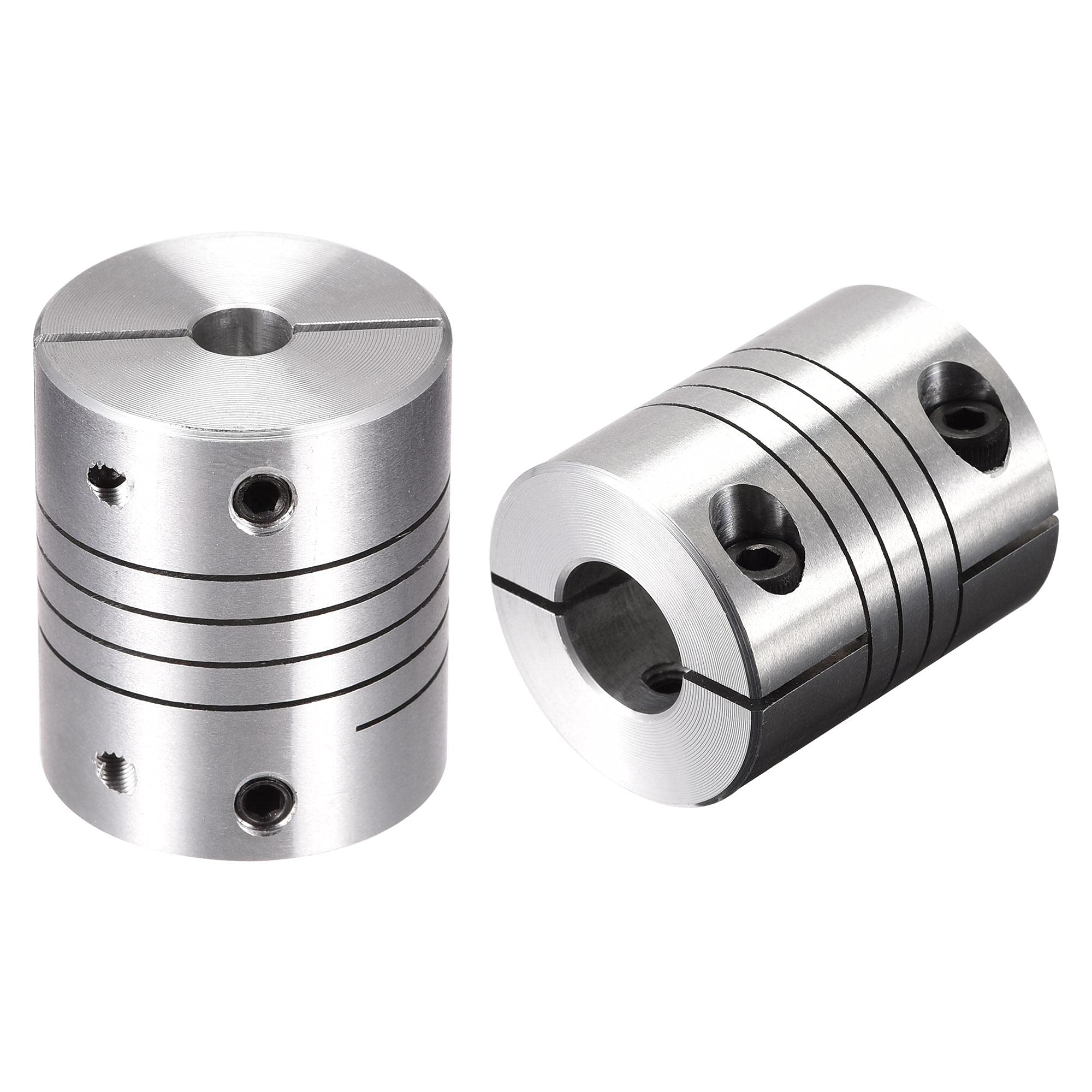 sourcing map Acoplamiento de Eje de 6mm a 10mm, Acoplador de Viga Helicoidal 30mm Longitud 25mm Diámetro, Conector de Aleación de Aluminio, Accesorios para Motor, 2 Pcs