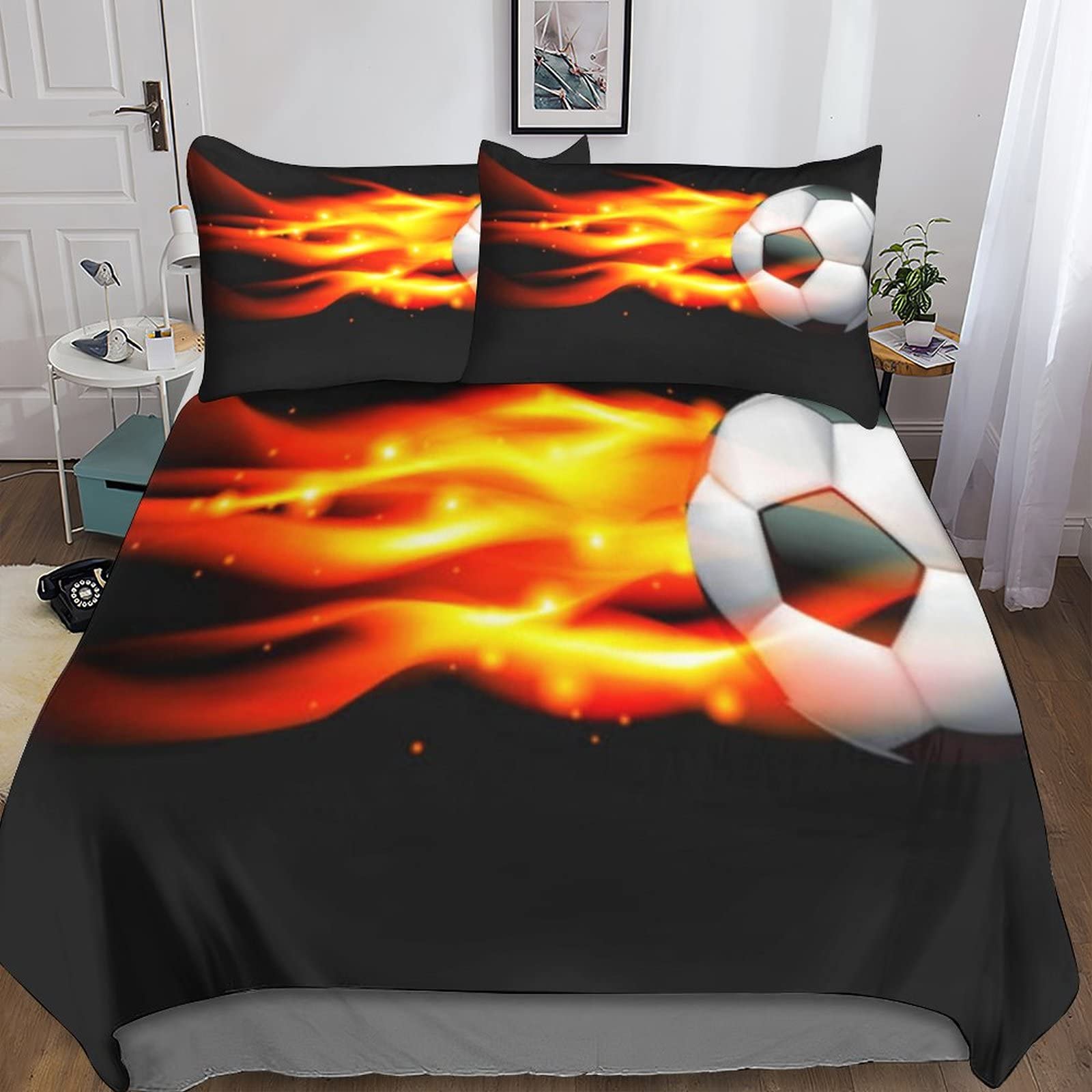 Linge de lit Football 220x240cm, le cadeau parfait avec housse de couette 3D pour garçons
