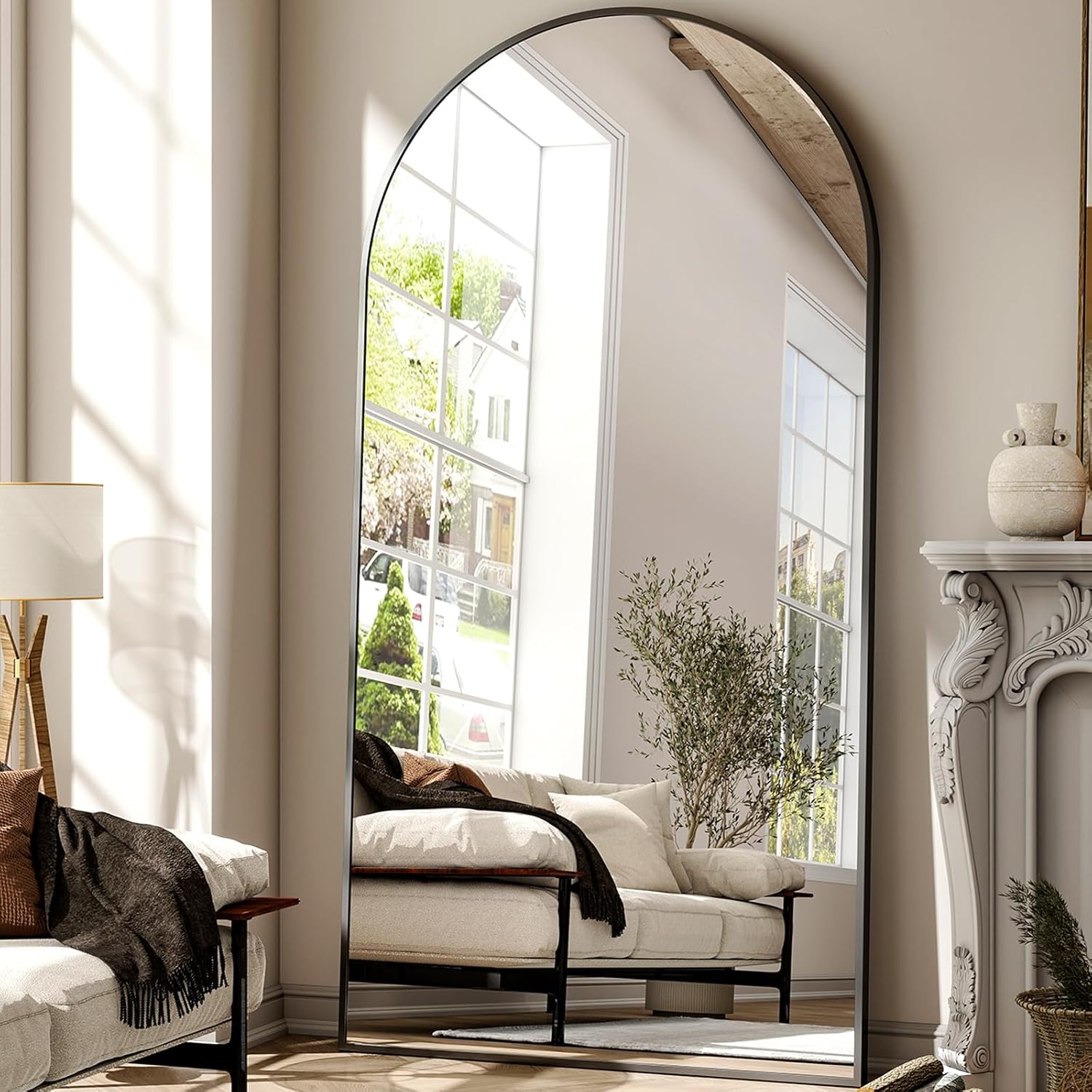 Easly 41"x81" Extra Large Arched Full Length Mirror - Leaning Mirror Arch Wall-Mounted Mirrors - Aluminum Alloy Frame Modern Simple Home Decor - for Living Room Bedroom Cloakroom