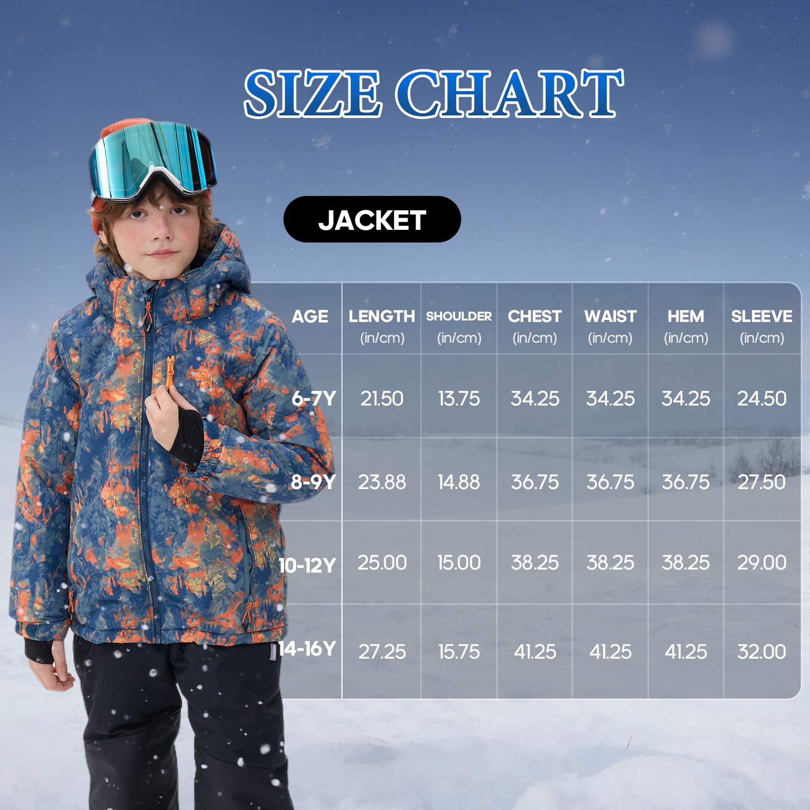 SMONTY SNOWER Chłopięca kurtka zimowa z odpinanym kapturem, kurtka narciarska, bardzo ciepła, płaszcz zimowy
