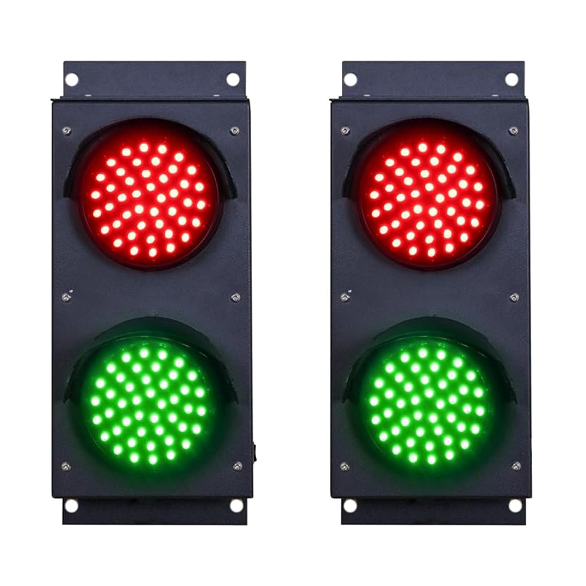 Signaworks Set of 2 Red/Green LED Loading Dock Traffic Lights for Mounting Inside and Outside of Dock Door. 120VAC, Mounting Brackets, Cable Glands Ready to Wire.(NO Power Cord Included)