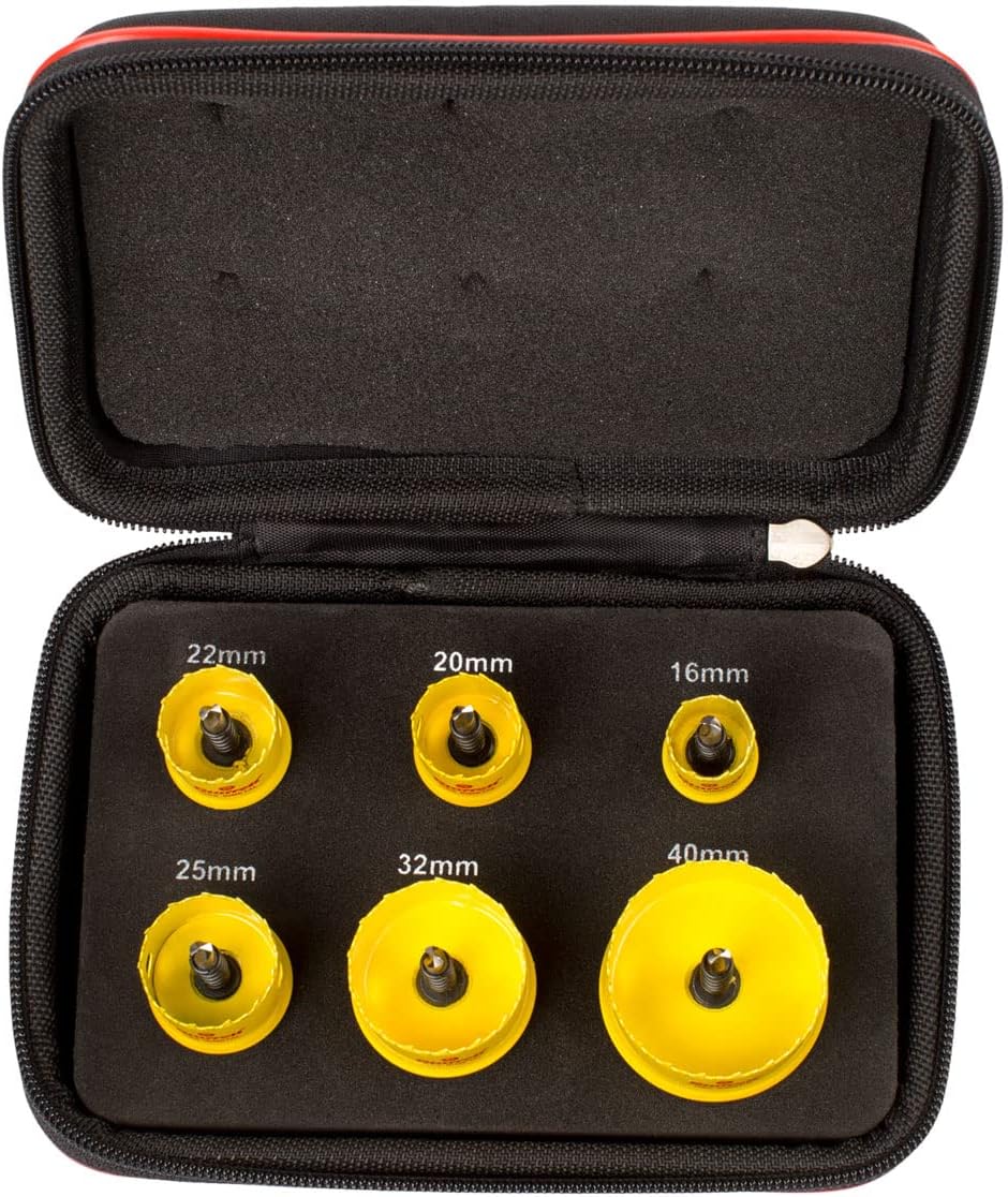 Bi-Metal Hole Saw Kit - 6 Piece KCS06001 Cordless Smooth Cutting Hole Cutter with Arbor Set - Compatible With Bosch Dewalt Hitachi Festool Milwaukee