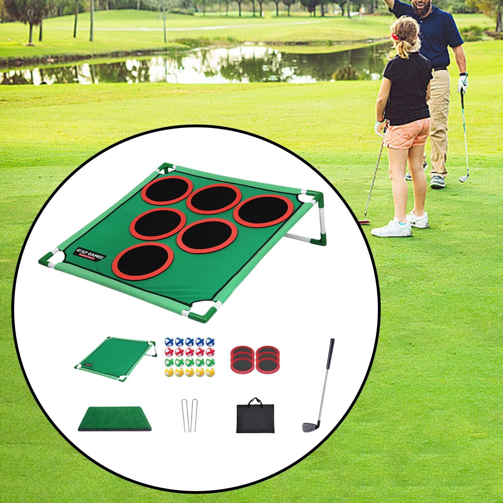 Sharplace Golf Pong Set Golf Putter Green Mat Indoor Outdoor Chipping Practice Game for Kids Party Birthday