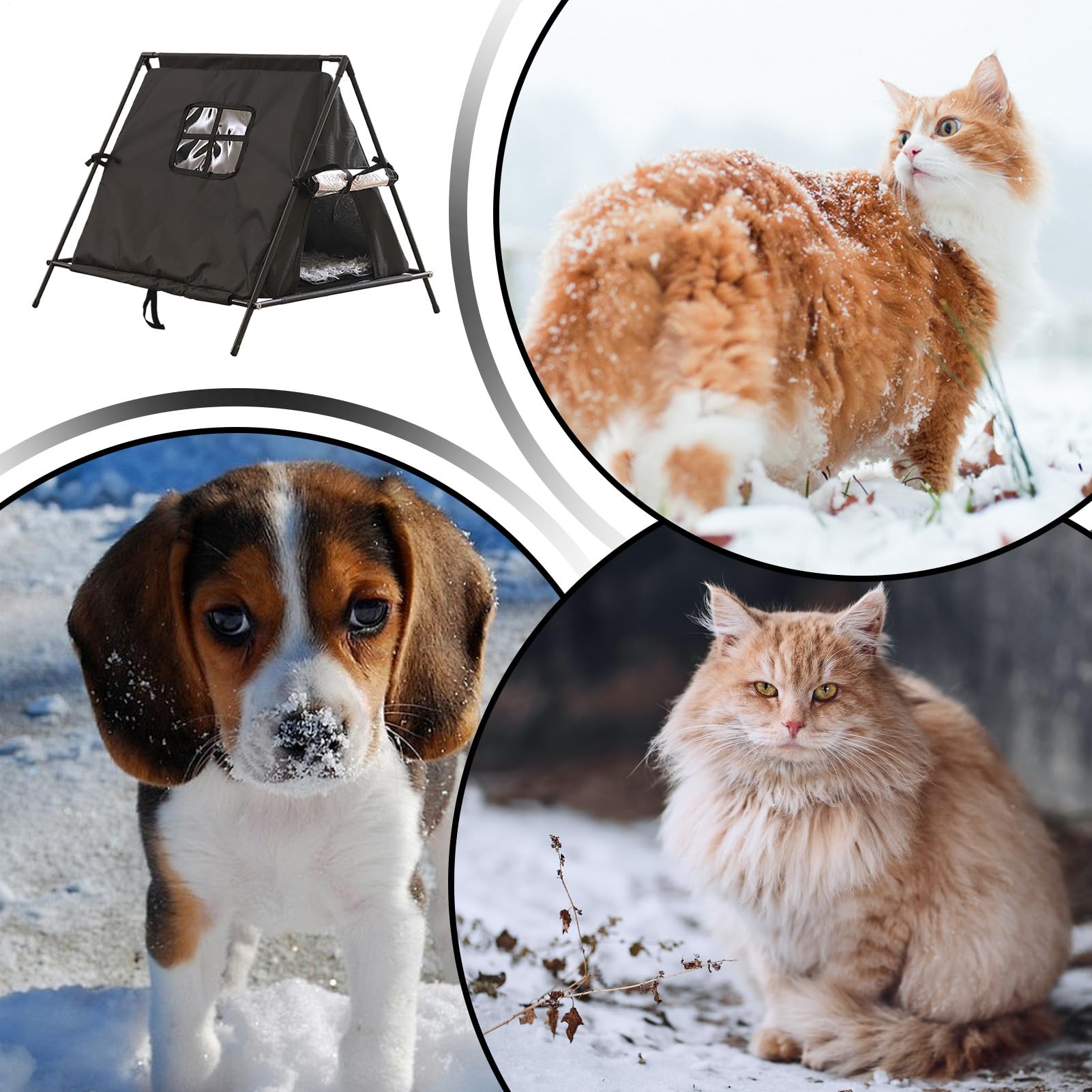 Unterschlupf für verirrte Katzen | für Tiere bei kaltem Wetter, dreieckiger Unterschlupf für Katzen im Freien, für Garage, Scheune, Terrasse, Balkon, Garten, Park, Wohnbereich