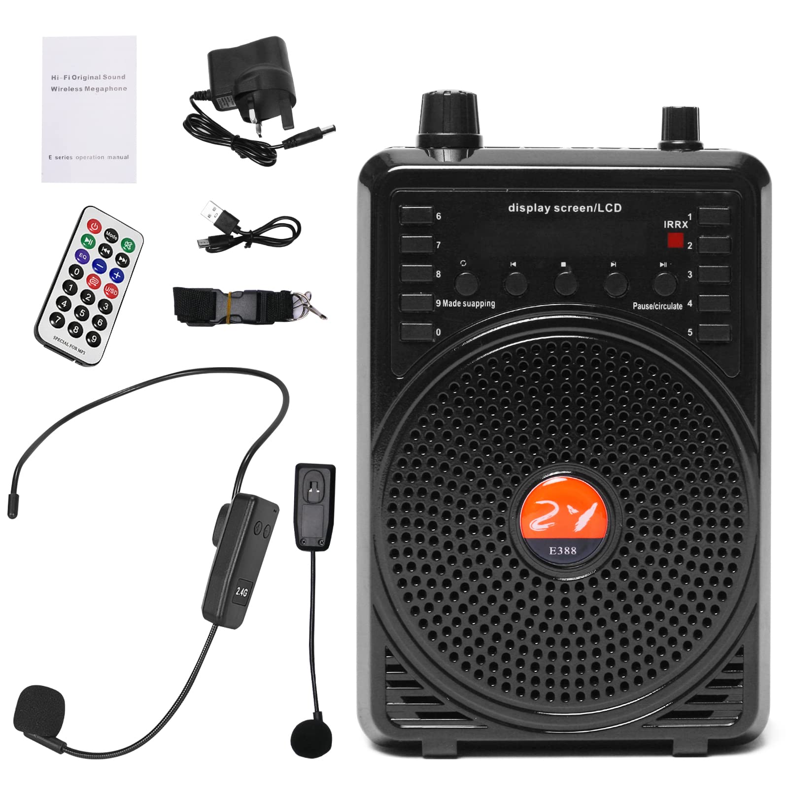 TDOO Bluetooth Voice Amplifier with Wireless Mic Headset, Personal Microphone Wireless Voice Amplifier, Loudly Portable Megaphone System for Teachers, Safety Drills, Ours Indoors