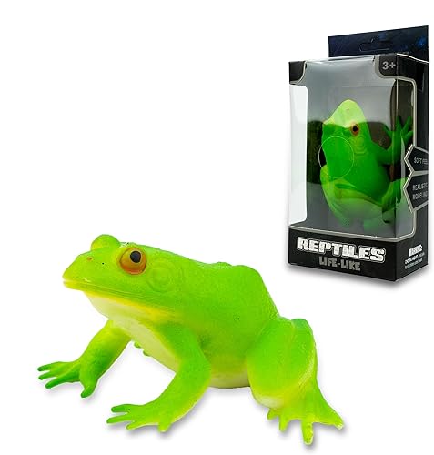 Artrpoy - Figura de reptil de goma suave, animales tropicales de la selva con rana, juguete súper elástico TPR para niños, perfecto para regalos,