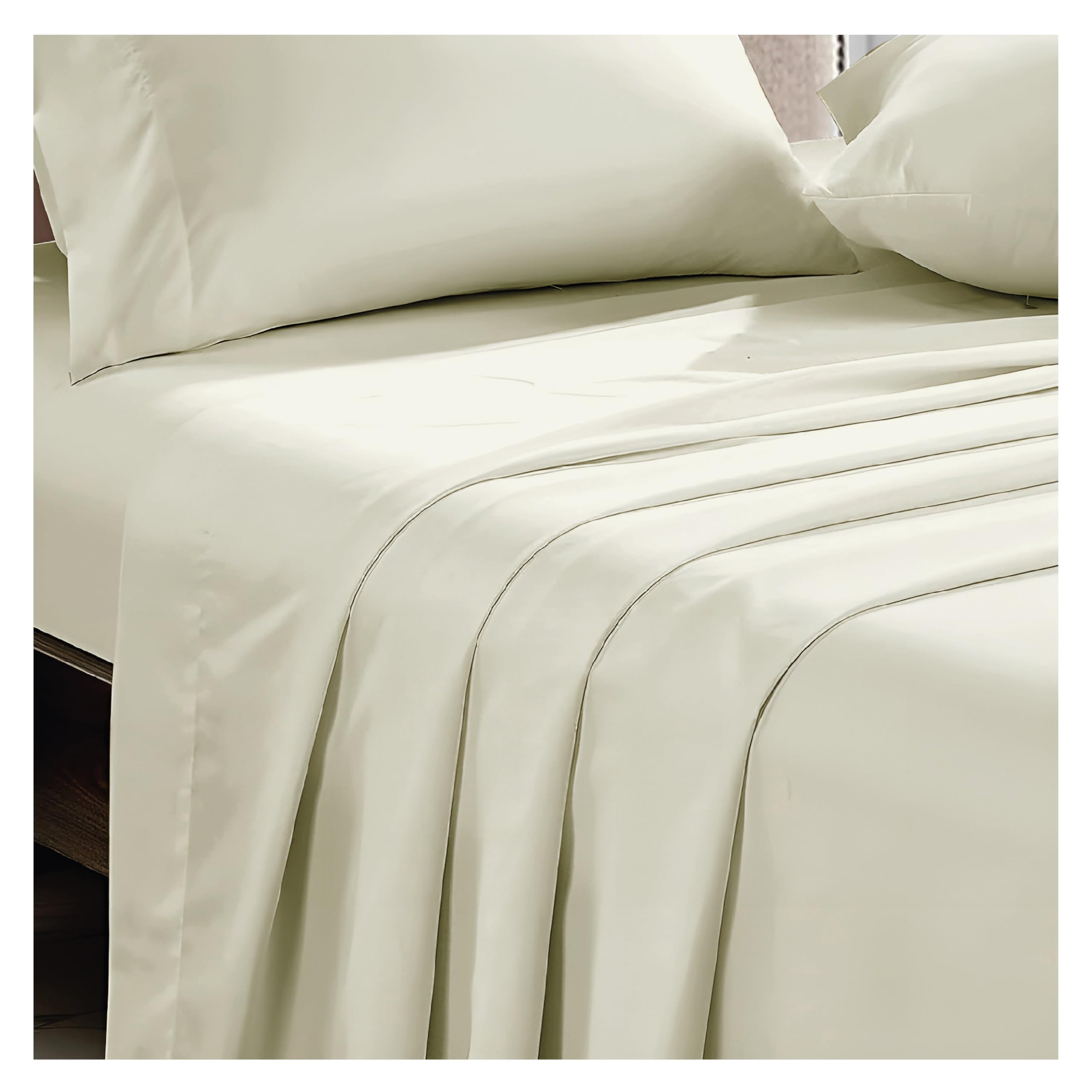 APEX FURNISHINGS Flat Sheet Cream 100% Egyptian Cotton 300 Thread Count Single Bed Sheets - Breathable and Fade Resistant Hotel Bedding Flat Sheets (180cm x 255cm)