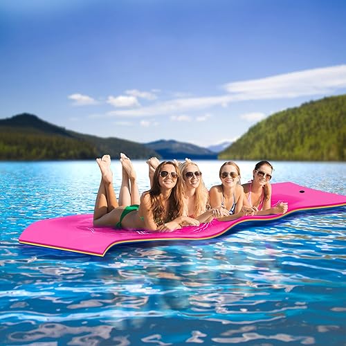 Tapete de agua flotante, 7 x 3 pies8 x 4 pies9 x 6 pies13 x 5 pies, tapete flotante de espuma XPE resistente al desgarro de 3 capas con correas