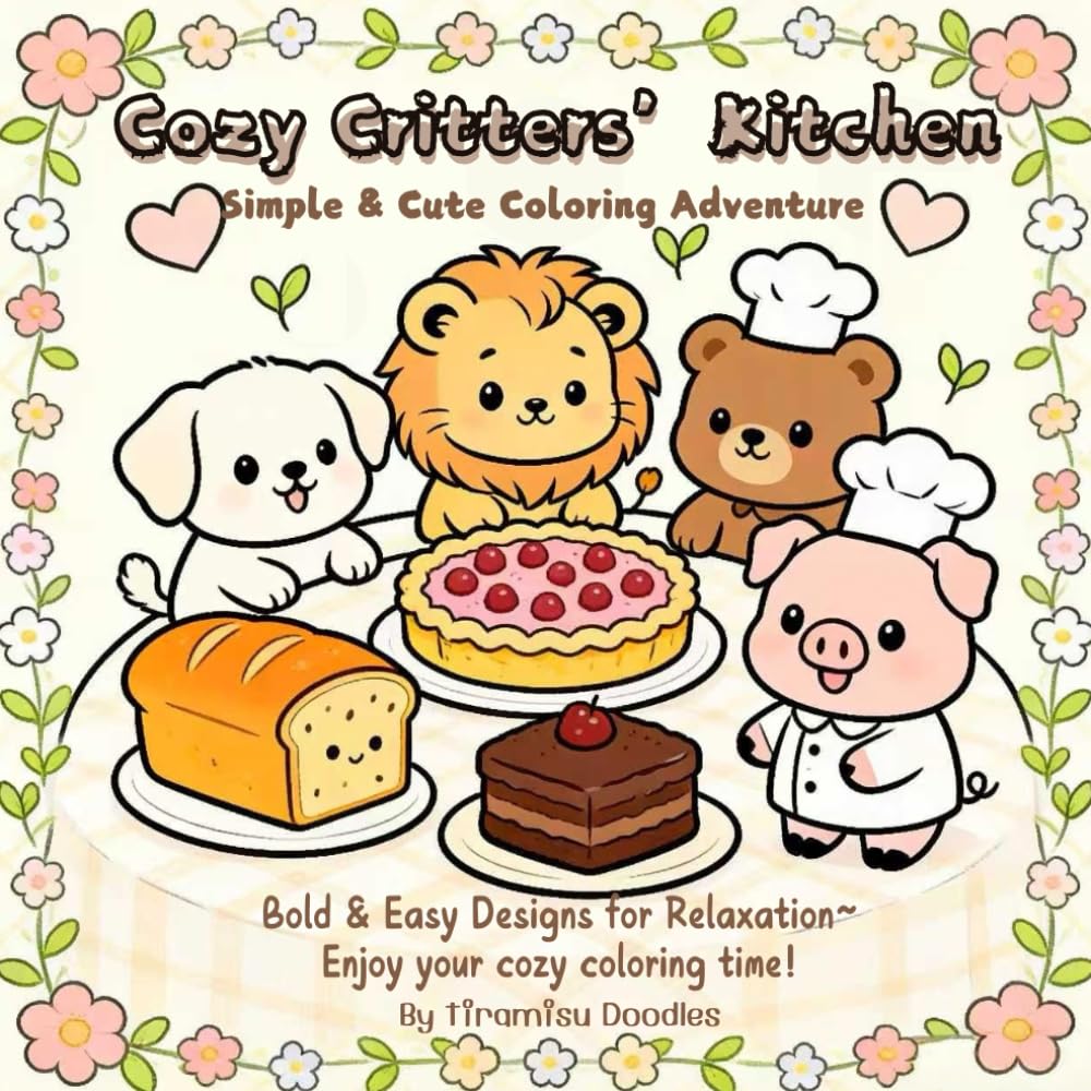 cozy critter's kitchen: Simple & Cute coloring adventure (Cozy Cute Critters Coloring Collection)