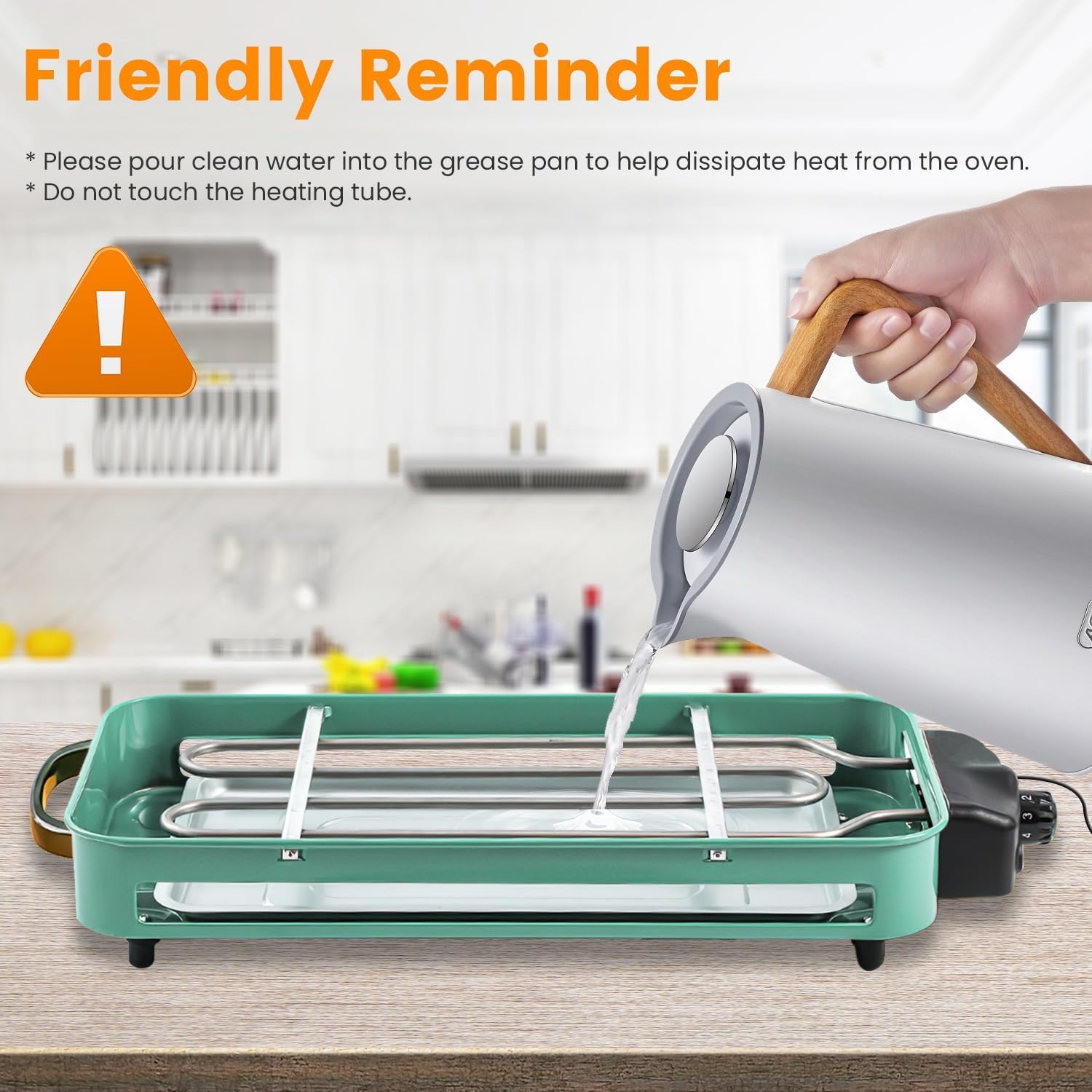 KOCASO 2000W 2-in-1 Electric Indoor BBQ Grill with Removable Grill Net & Plate, 5 Temp Controls (176°F-392°F), 3 Small Trays, Dishwasher Safe