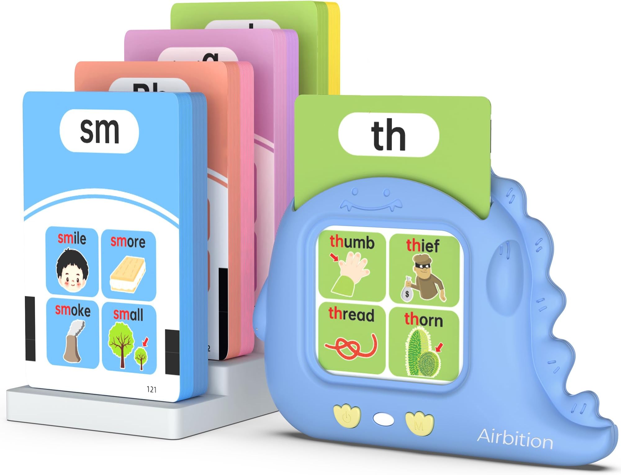 Phonics Talking Flash Cards for Toddlers 3-8, Airbition Learn to Read in 20 Stages, Digraphs CVC Blends Long Vowel Sounds Spelling Reading,Kindergarten First Second Grade Homeschool Educational Study
