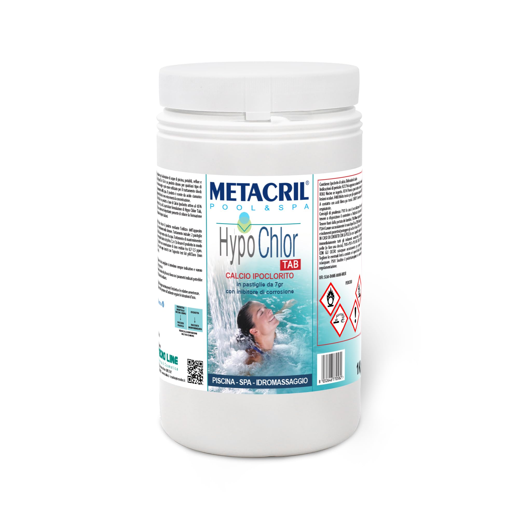 Metacril HYPOCHLOR TAB, in Pastiglie da 7gr, per Piscina e Spa - (1+1) 2 Kg | Calcio Ipoclorito 65%, per il mantenimento dell'Acqua di Piscina e Spa Idromassaggio