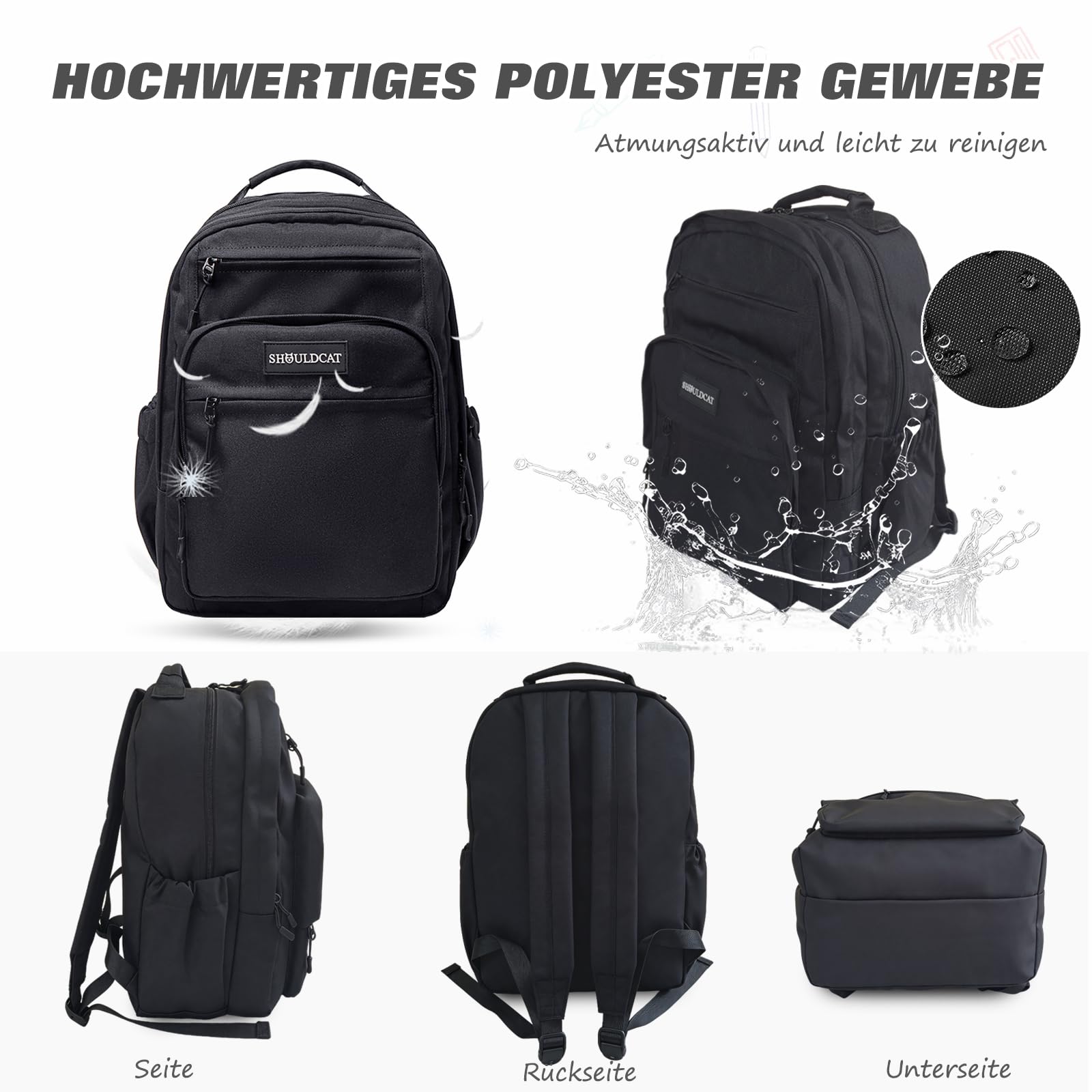 FANDARE Rucksack Schulrucksack Damen Herren Daypacks mit Laptopfach fü 15.6 Zoll Tagesrucksack Schulranzen Junge Mädchen Schultaschen für Universität Reisen Freizeit Arbeit Wasserdichtes Polyester
