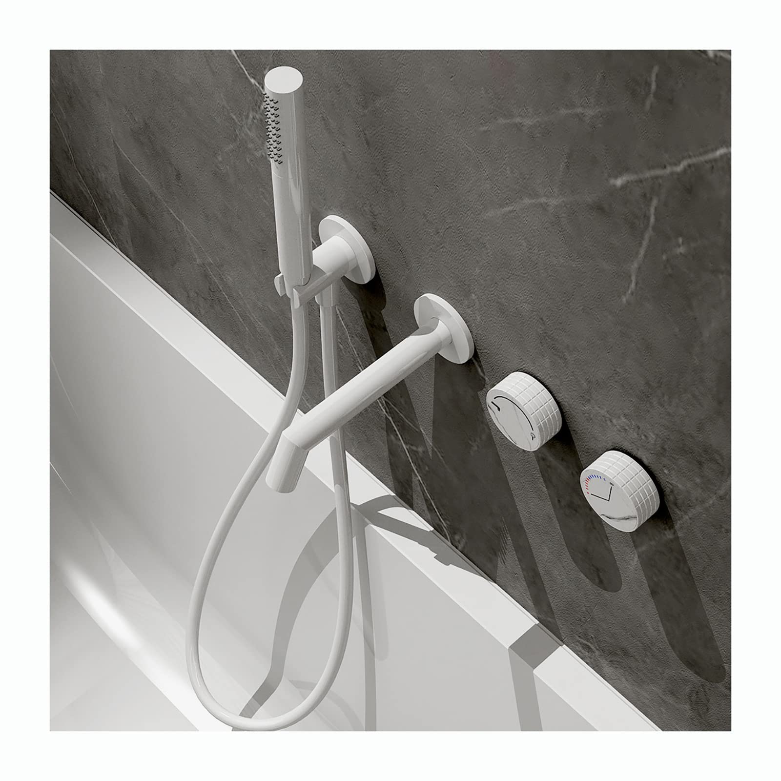GLJTUO Bathtub Faucet with Handheld Shower, Tub Faucet Wall Mounted Tub Tap Brass Tub Filler Faucet Double Handle Filler Mixer Tap with 1.5M Shower Hose,White,White