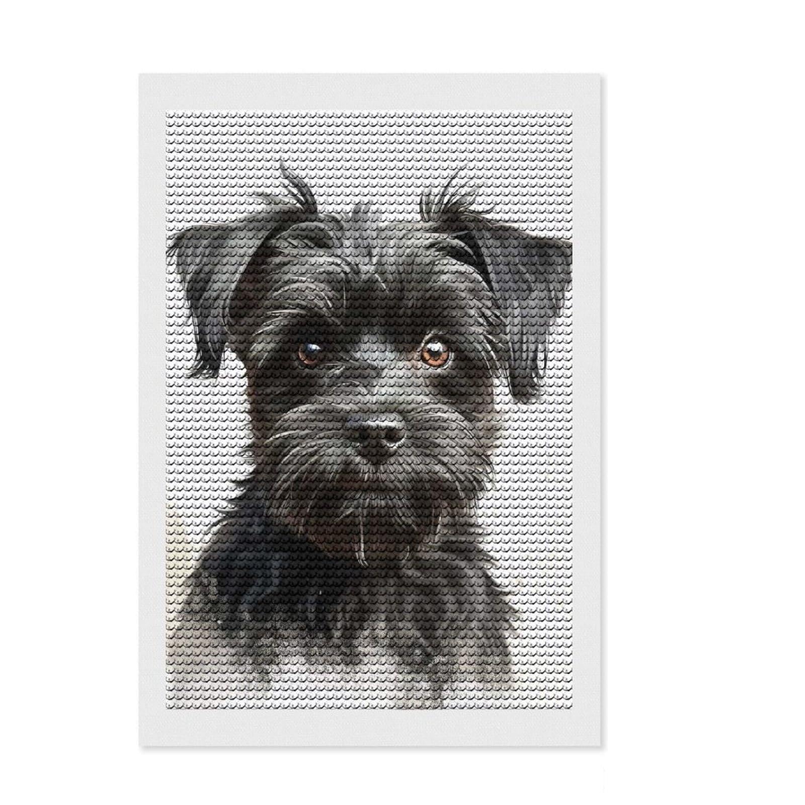 Junmoney Black Yorkshire Terrier Diamond Art Canvas 8"x12", Adhesive Canvas, Easy to Follow Symbols, Living Room Decor, Holiday Gift Idea
