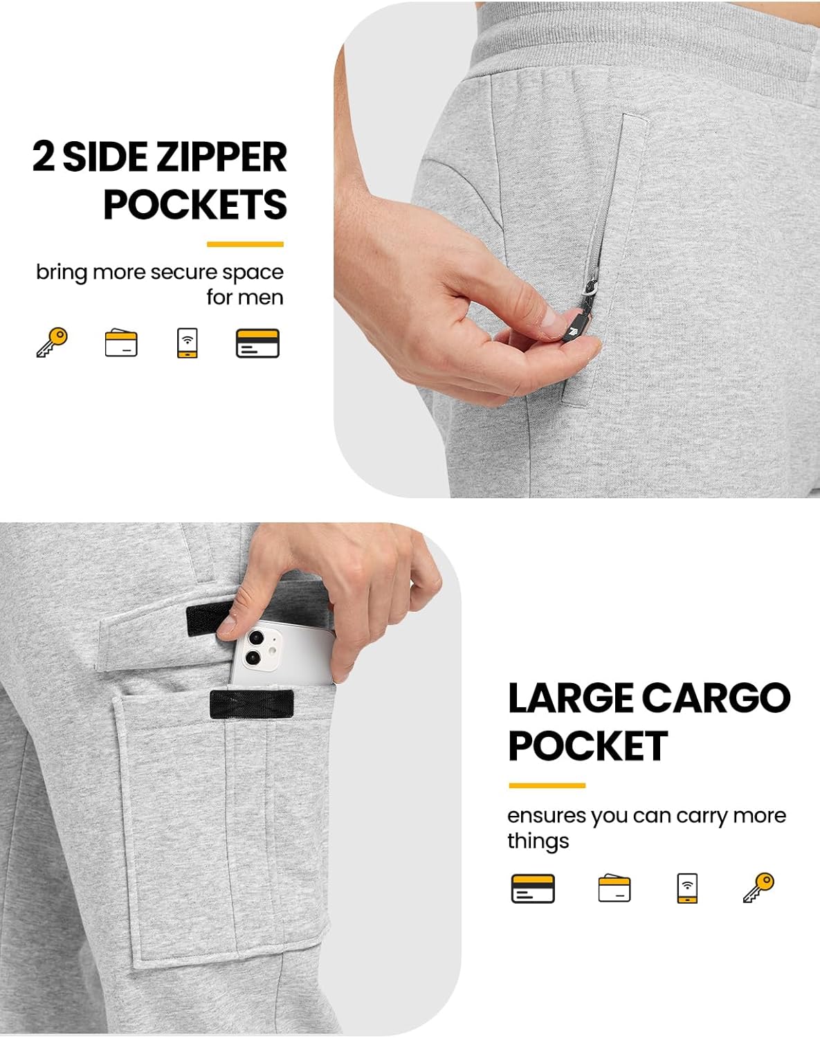 TBMPOY Men's Cargo Fleece Lined Jogger Pants - Image 4