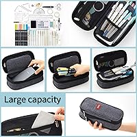 Vista 3 de EASTHILL - Estuche de gran capacidad para oficina, universidad, escuela, almacenamiento grande, bolsa de alta capacidad, organizador de caja azul