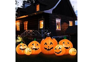 HBlife Halloween Inflatable Pumpkin and Witch's Cat Decoration with LED Lights