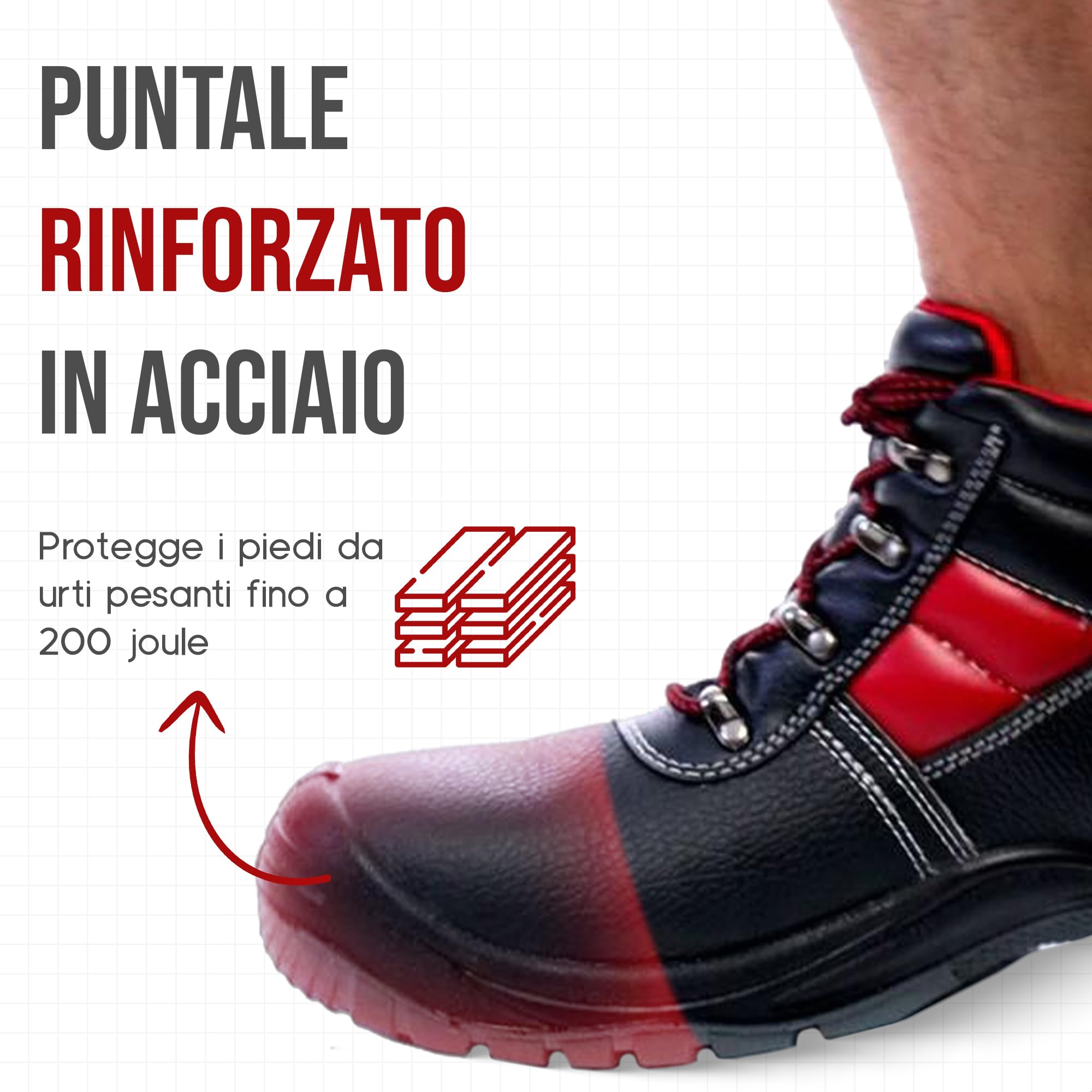 Scarpe Antinfortunistiche Uomo Alte S3- Scarpe Antinfortunistiche Uomo Impermeabile- Esterno in Pelle, Punta in Acciaio, Suola Antiscivolo, Flessibile Scarponi Antinfortunistiche Uomo