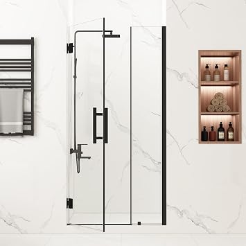 Frameless Pivot Shower Door, 35-36x72, 5/16 Glass, Matte Black