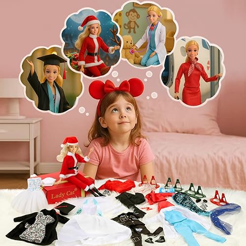 Miniatura 2 de Ropa y accesorios para muñecas conjunto de traje de muñeca temático. 10 trajes + 10 pares de zapatos + 10 exhibiciones de muñecas. Para muñecas de
