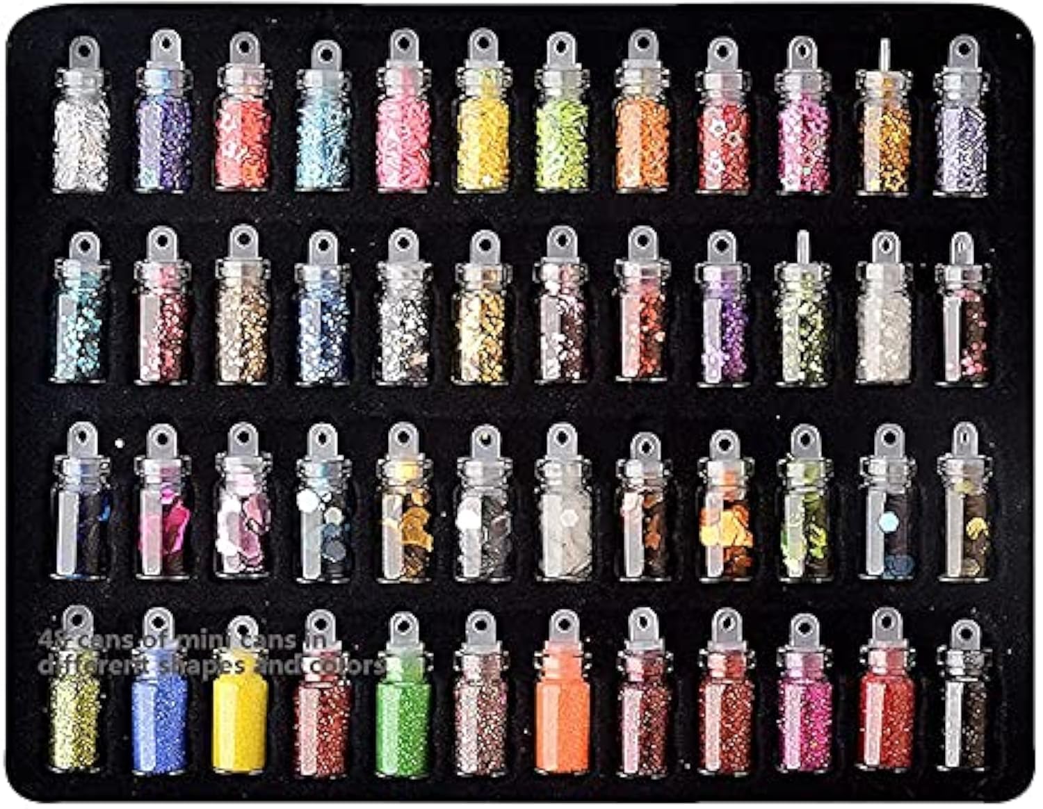 Belicia 48 Colors Mixed Shapes Set Glitter Nail Sequins Powder Holographic Chunky Glitter for Nail Art Variety Face Body Eye Hair Festival Stars Hexagons Shaped Mirror Sequins DIY Decoration Kit-image-26