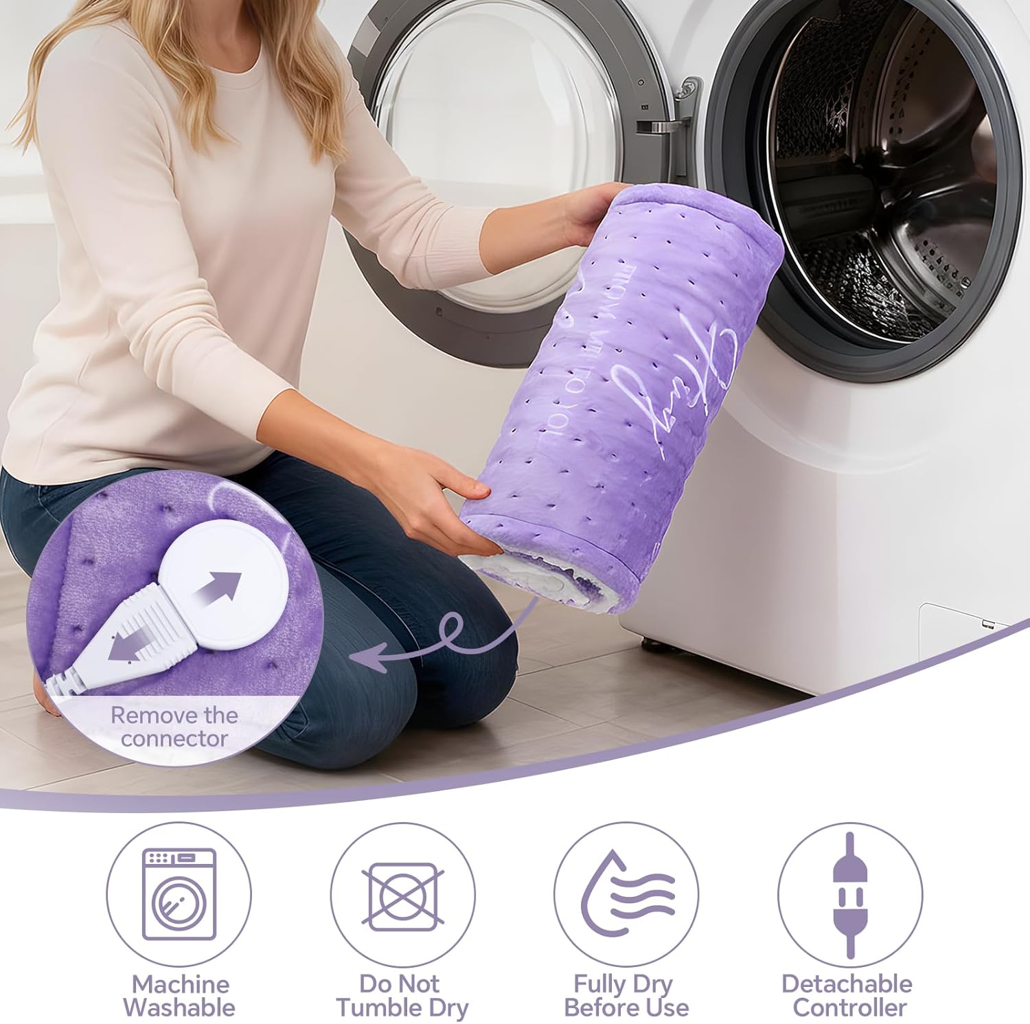 Purple Heating Pad for Back Period Cramps Neck Shoulder Pain Relief, Portable Electric Heat Pads Gifts Ideas, Funny Useful Self Care Unique Christmas Birthday Gift for Women Mom Her Wife Girlfriend - Image 5