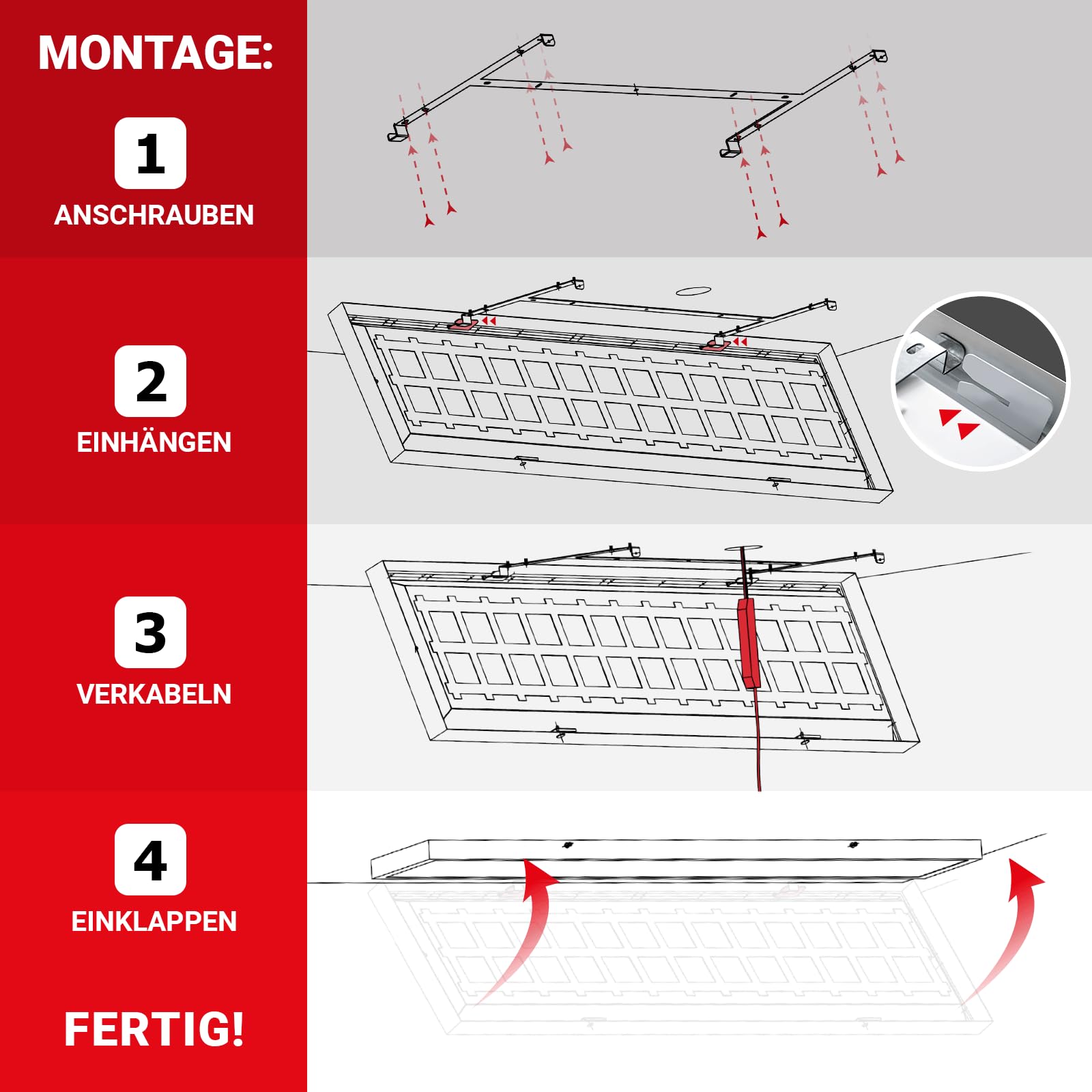 LED Anbaupanel 150x30cm 3000K Warmweiß UGR19 6400lm 40W Bürodeckenleuchte Aufputz Rasterleuchte