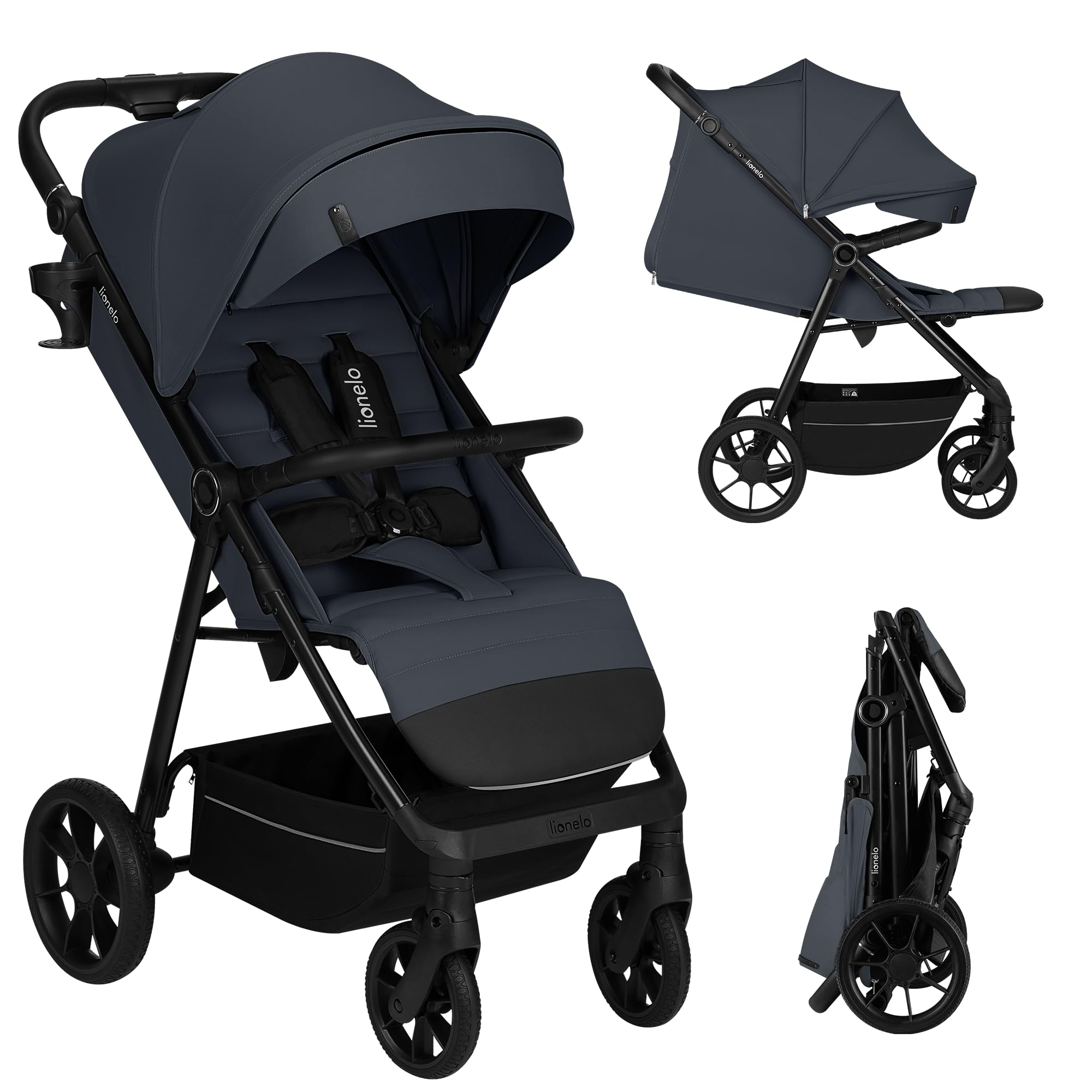 LIONELO IVA Buggy bis 22 kg 6 Monate bis 4 Jahre 360° Schwenkräder Stoßdämpfung verstellbare Rückenlehne Verdeck UPF50+ Premium Stoff